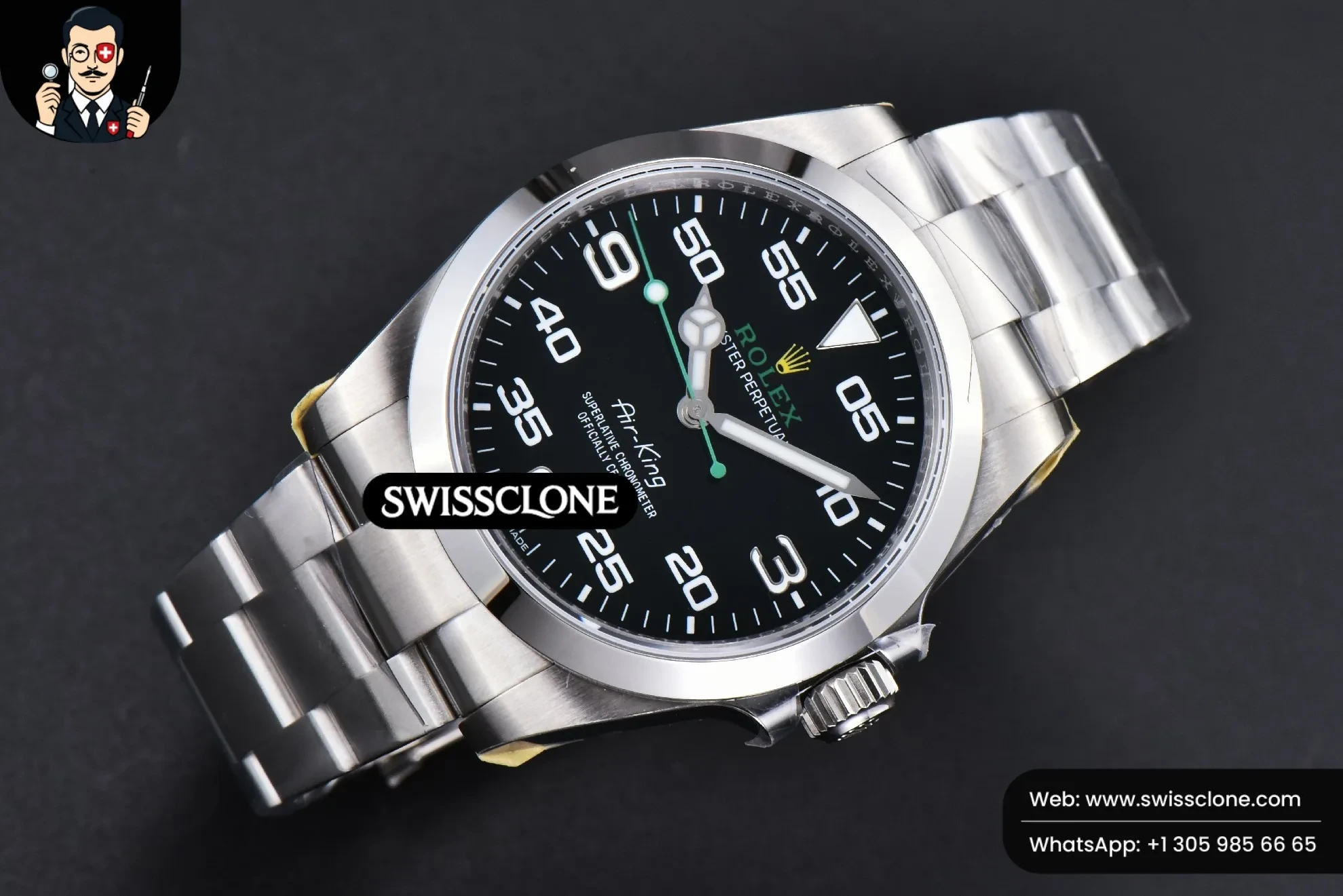 Rolex AirKing 126900 904L 40mm JVSF Black Dial Oyster 1:1 Super Clone - Bezel & Case Profile