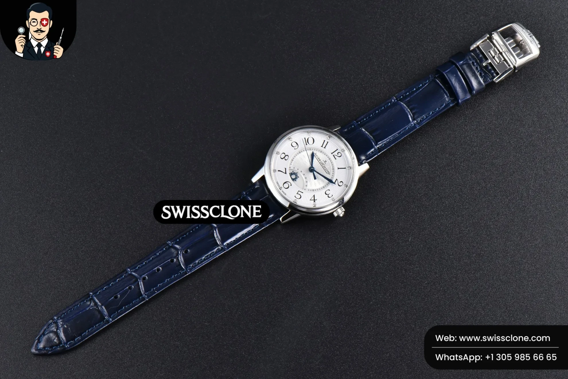 Rolex APSF Rendez Vous Night & Day 34mm White Textured Dial Blue Leather APS Factory 1:1 Super Clone - Clasp & Bracelet Finishing