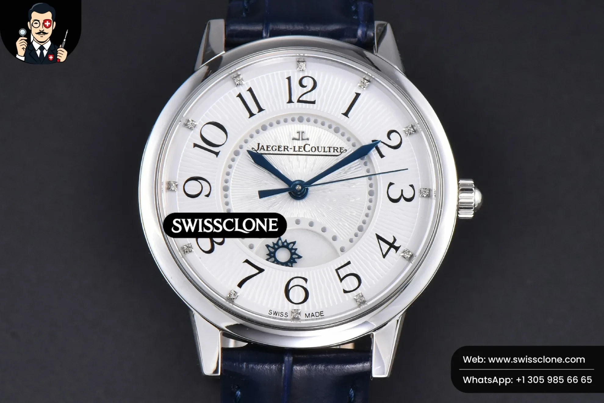 APSF Rendez-Vous Night & Day 34mm White Textured Dial Blue Leather