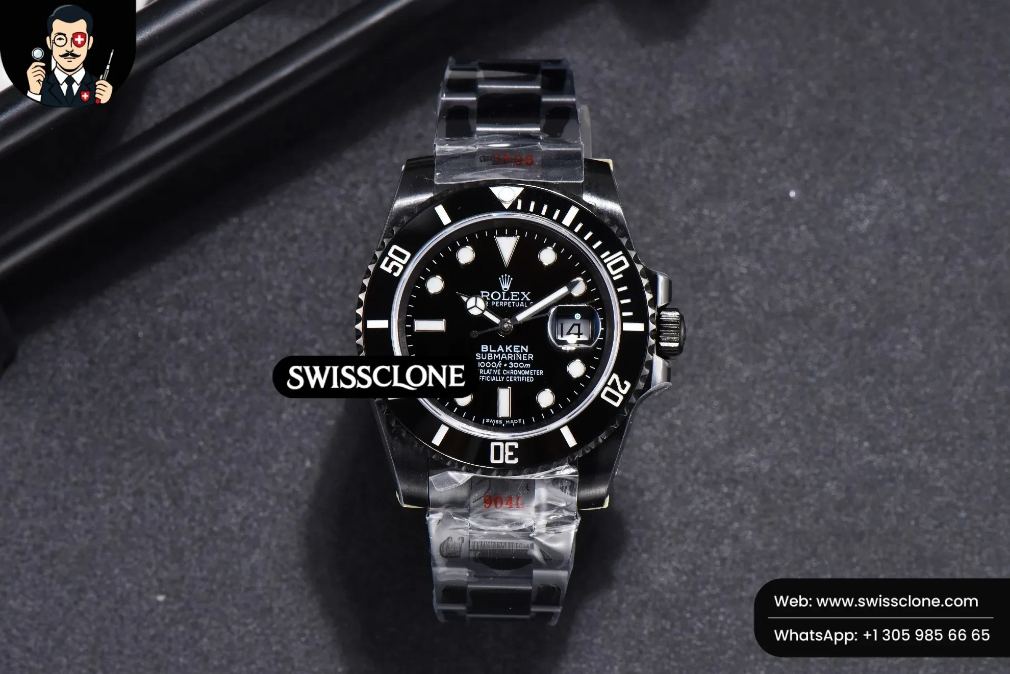Rolex Blaken GMT Master 116510 LN IPKF PVD 1:1 Super Clone - Dial Macro Close-Up
