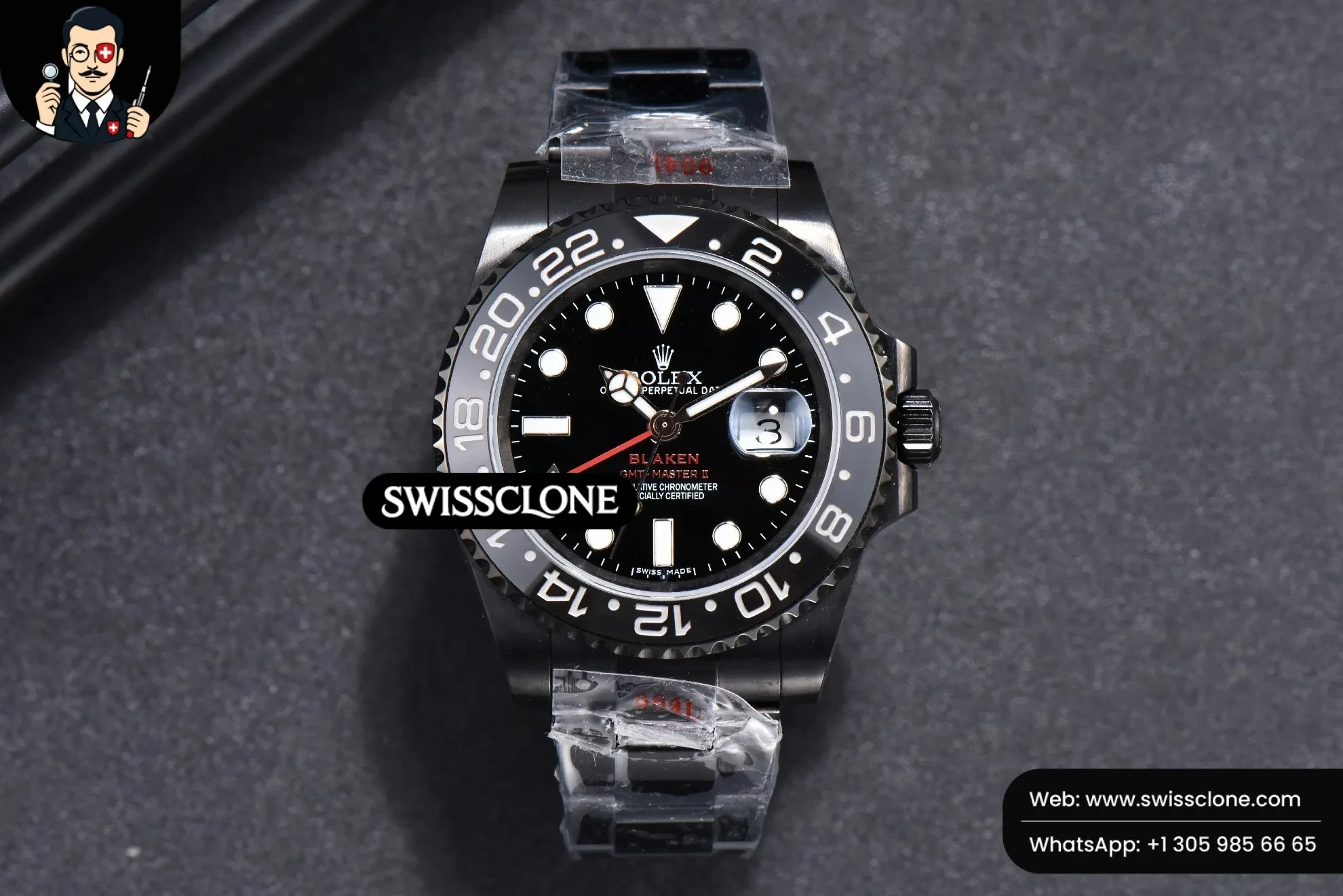 Rolex Blaken Submariner 116610 LN IPKF Red Hand PVD 1:1 Super Clone - Dial Macro Close-Up