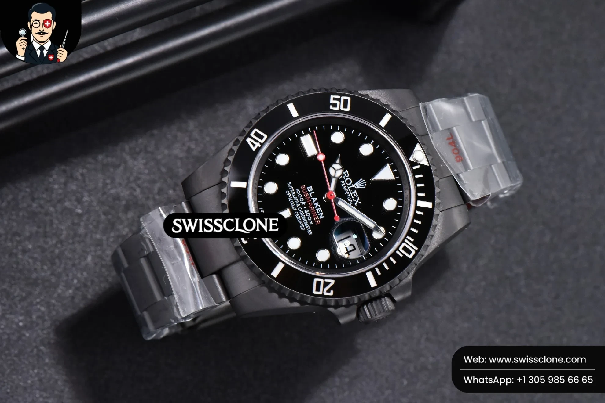 Rolex Blaken Submariner 116610 LN IPKF Red Hand Red Text PVD 1:1 Super Clone - Bezel & Case Profile