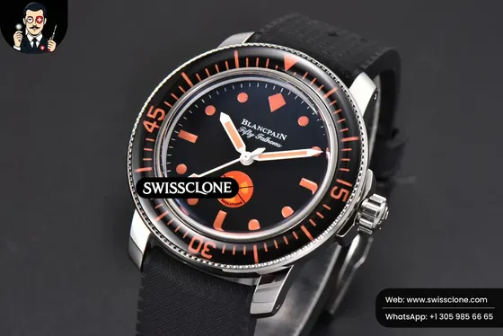 Rolex Blancpain Fifty Fathoms 5008E ‘No Rad Only’ 40mm GSF Black Dial Black Rubber 1:1 Super Clone Det - Bezel & Case Profile