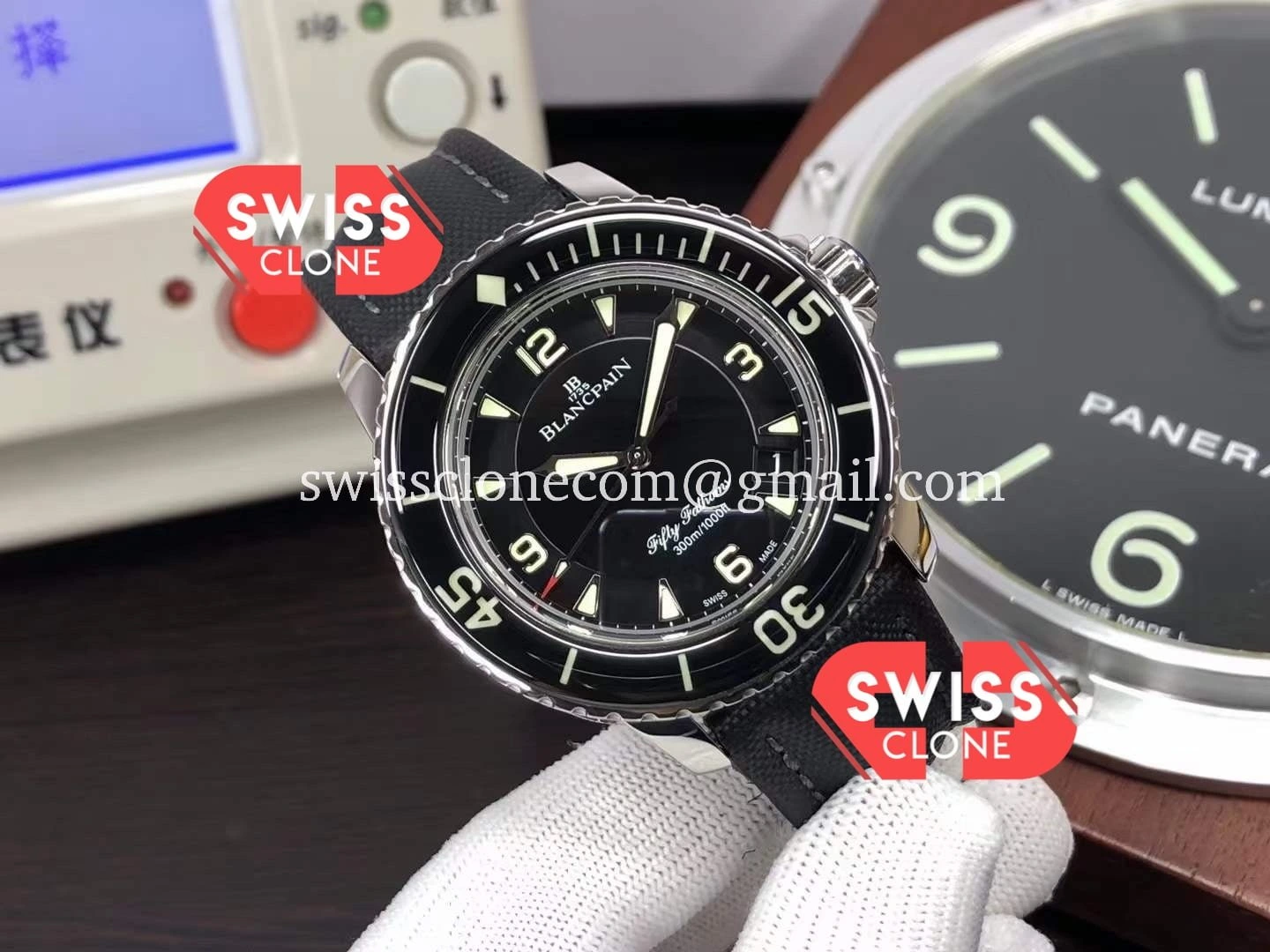 1 Fifty Fathoms Steel Mirror Titanium 1:1 Super Clone - Dial Macro Close-Up