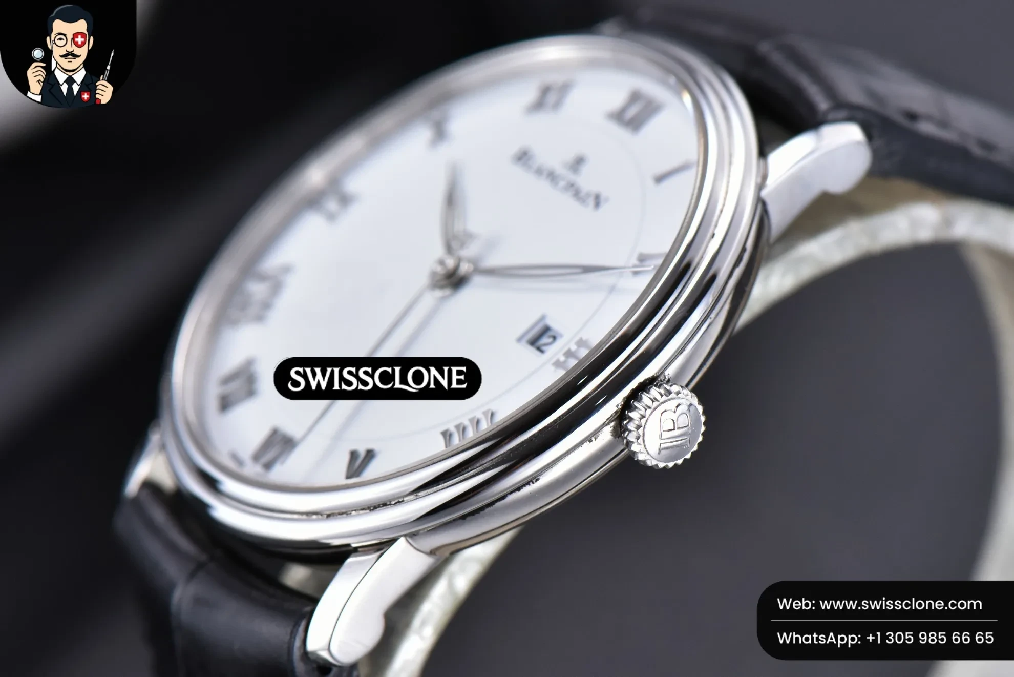 Rolex Blancpain Villeret 6651 40mm White Dial Black Leather CAL1151 1:1 Super Clone - On-Wrist Presence View