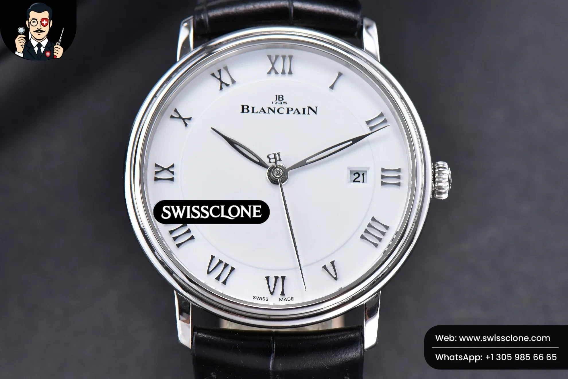 Blancpain Villeret 6651 40mm White Dial Black Leather CAL1151