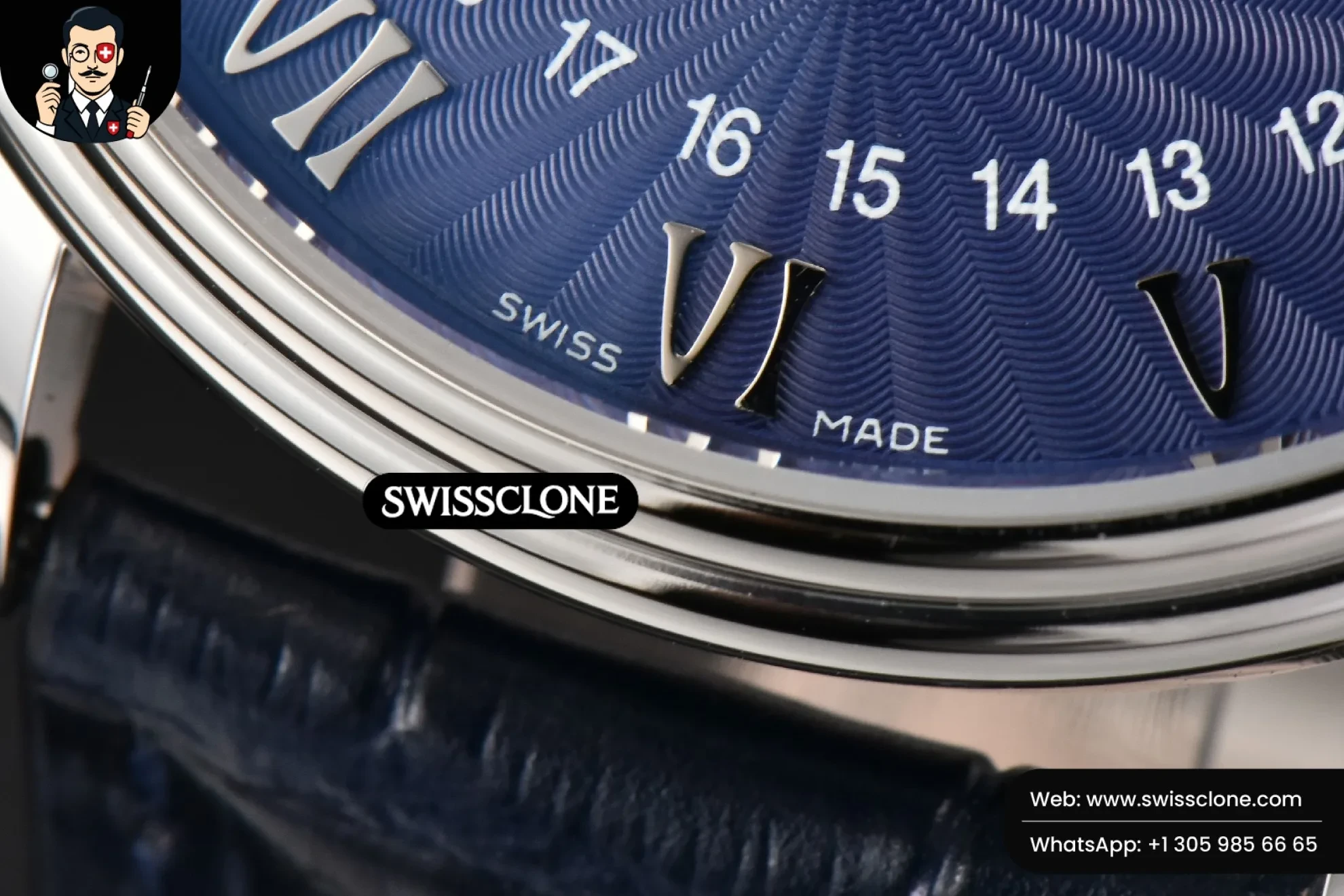 Rolex Blancpain Villeret 6654 40mm Complicated Function OMF Blue Dial Black Leather 1:1 Super Clone - On-Wrist Presence View