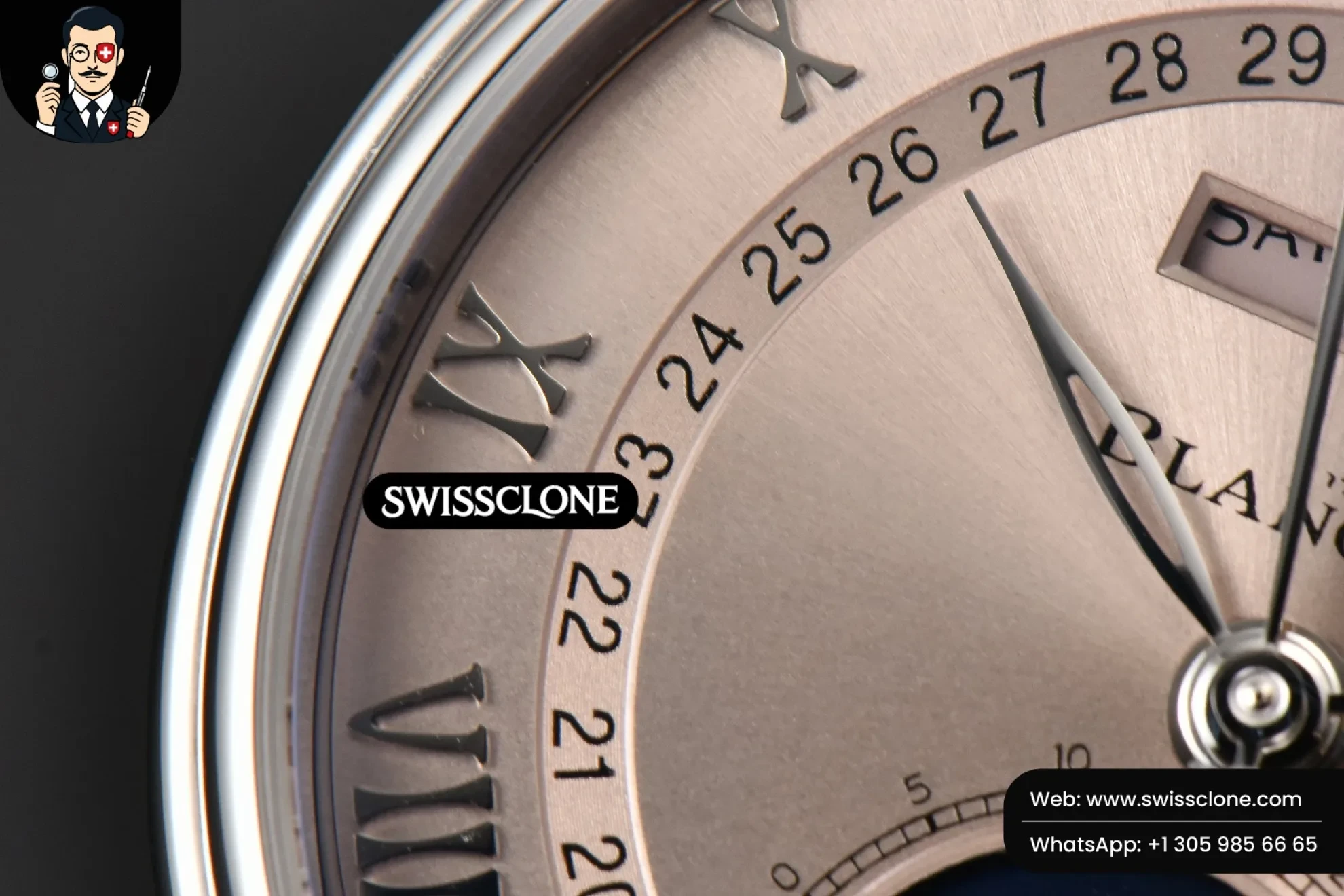 Rolex Blancpain Villeret 6654 40mm Complicated Function OMF Dial Brown Leather 1:1 Super Clone - Caseback & Cloned Calibre Movement