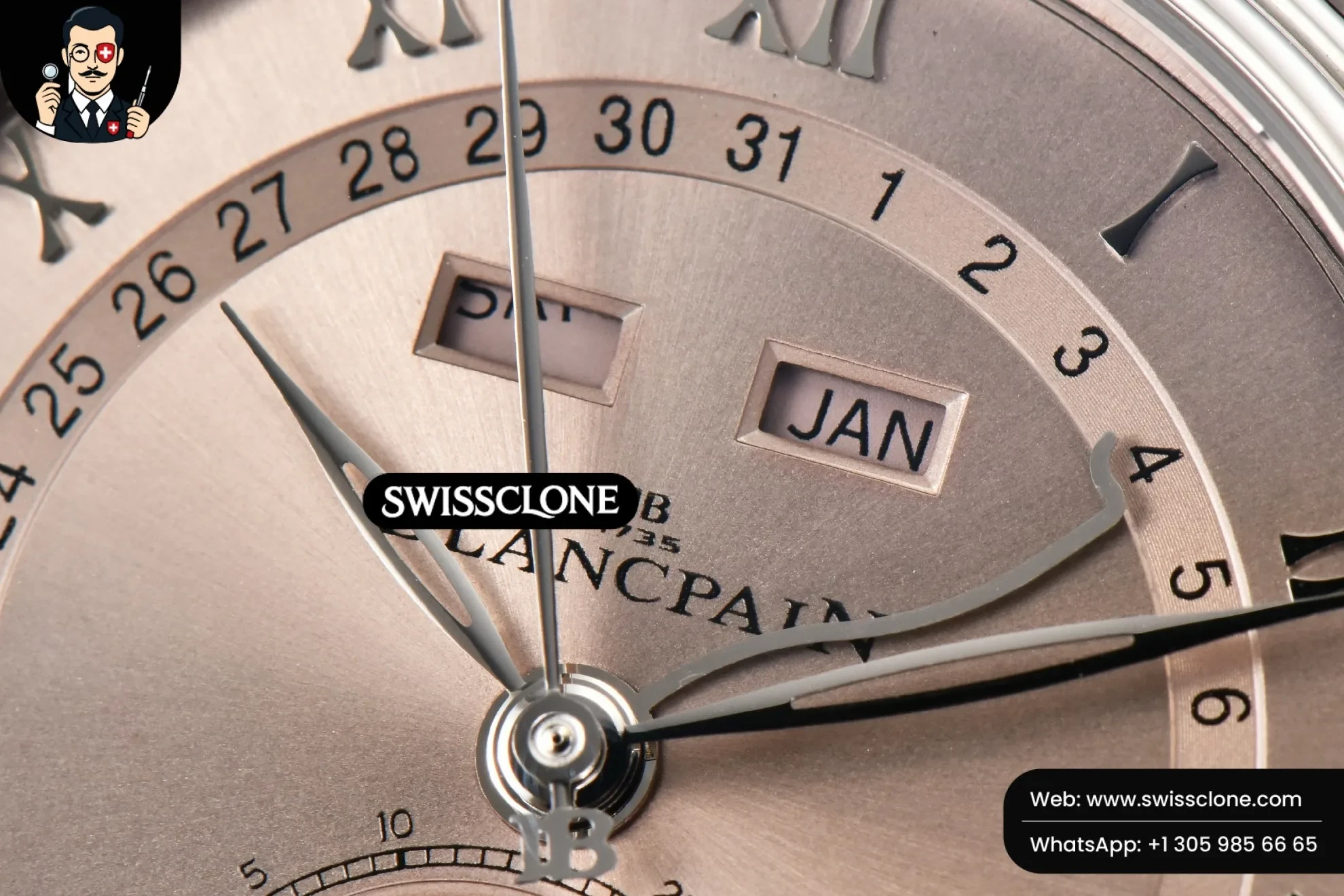 Rolex Blancpain Villeret 6654 40mm Complicated Function OMF Dial Brown Leather 1:1 Super Clone - Clasp & Bracelet Finishing