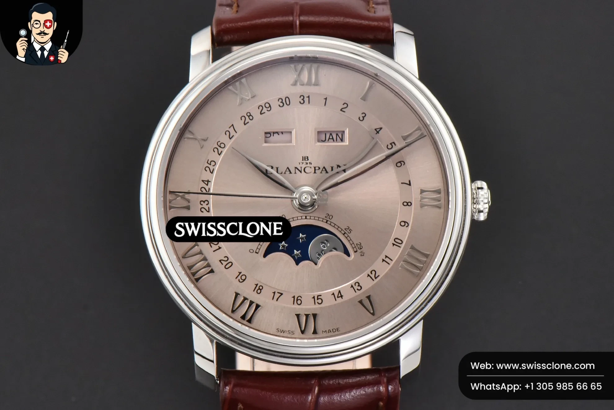 Blancpain Villeret 6654 40mm Complicated Function OMF Dial Brown Leather