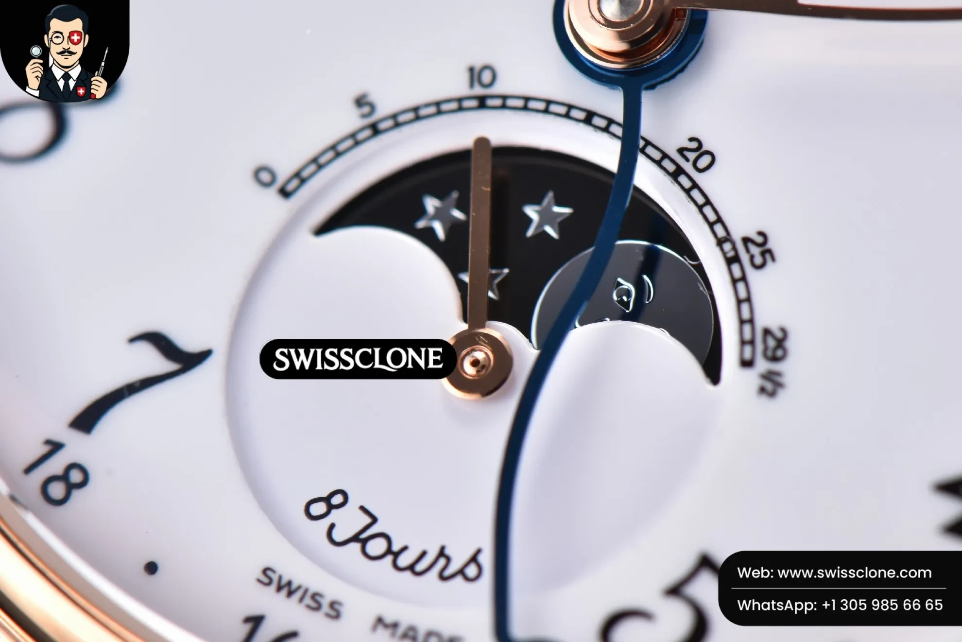 Rolex Blancpain Villeret 6654 Complicated Function OMF 40mm White Dial Brown Leather CAL6654 1:1 Super Clone - Caseback & Cloned Calibre Movement