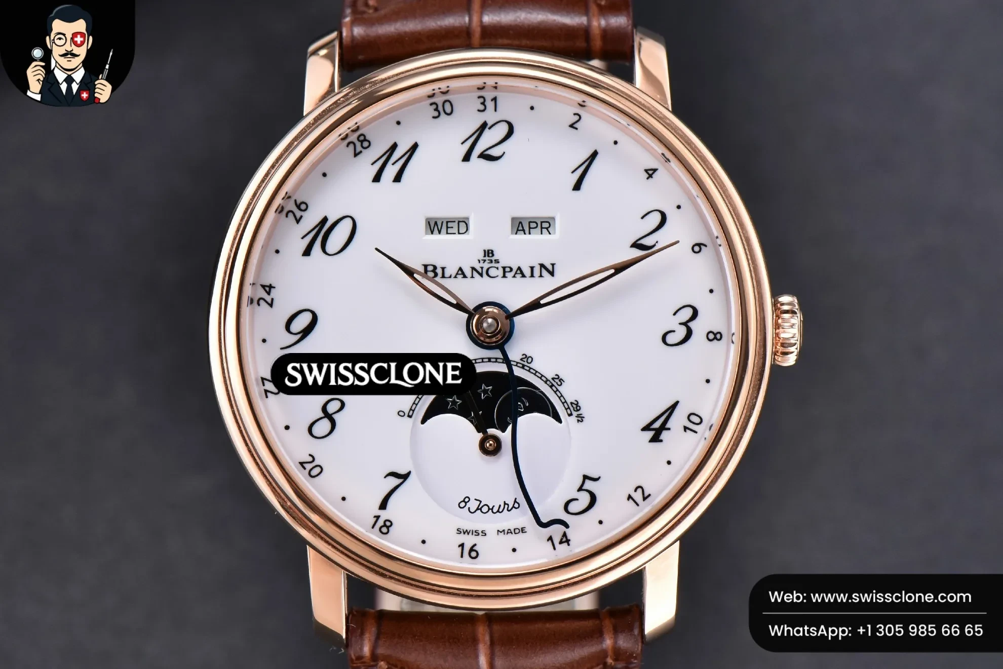 Blancpain Villeret 6654 Complicated Function OMF 40mm White Dial Brown Leather CAL6654