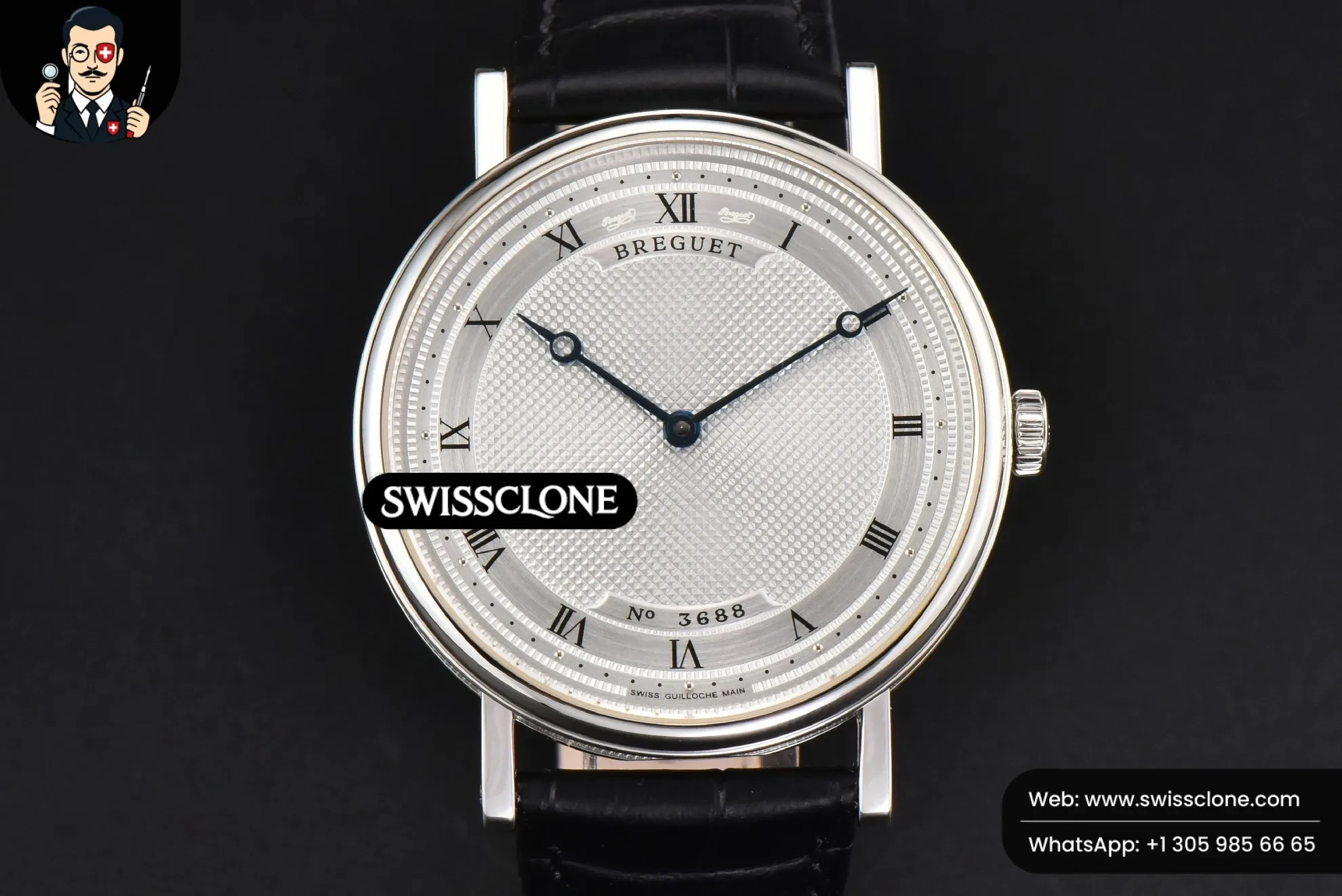 Breguet Classique 5177 38.5mm LTF White Dots Dial Roma Marker Black Leather MY9015