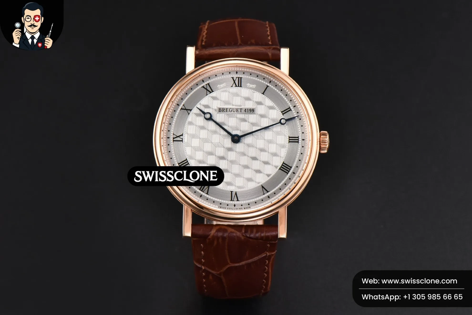 Breguet Classique 5177 38.5mm LTF White Textured Dial Roma Marker Brown Leather MY9015 (SW-27778) 1:1 Super Clone - Dial Macro & Hands Close-Up