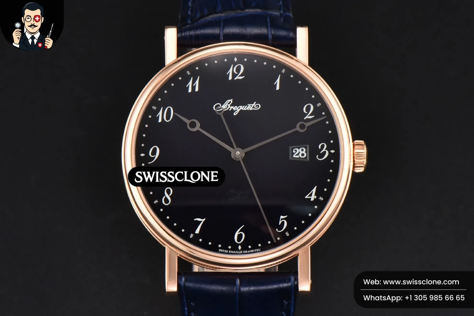 Breguet Classique 5177 40.5mm LTF Black Dial Digital Marker Blue Leather MY9015