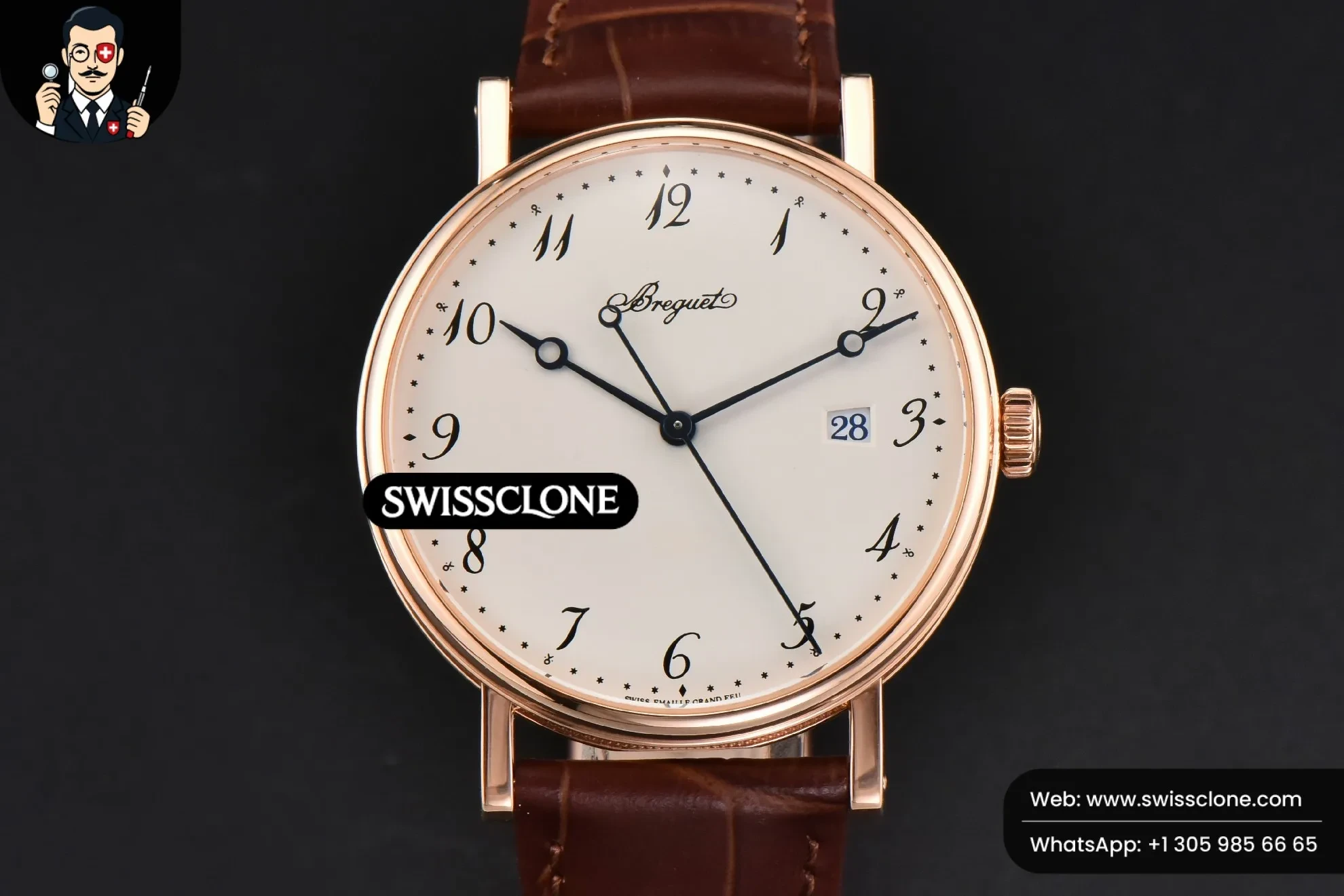 Breguet Classique 5177 40.5mm LTF White Dial Digital Marker Brown Leather MY9015