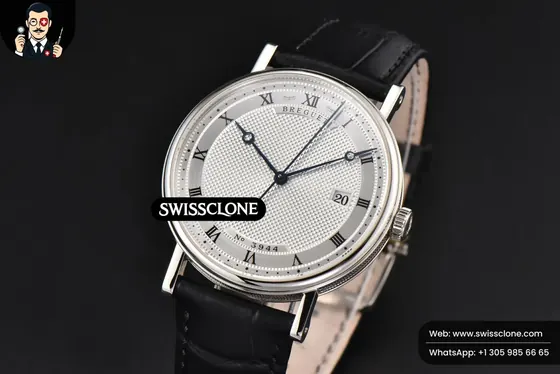 Rolex Breguet Classique 5177 40.5mm LTF White Dots Dial Roma Marker Black Leather MY9015 1:1 Super Clone - Bezel & Case Profile