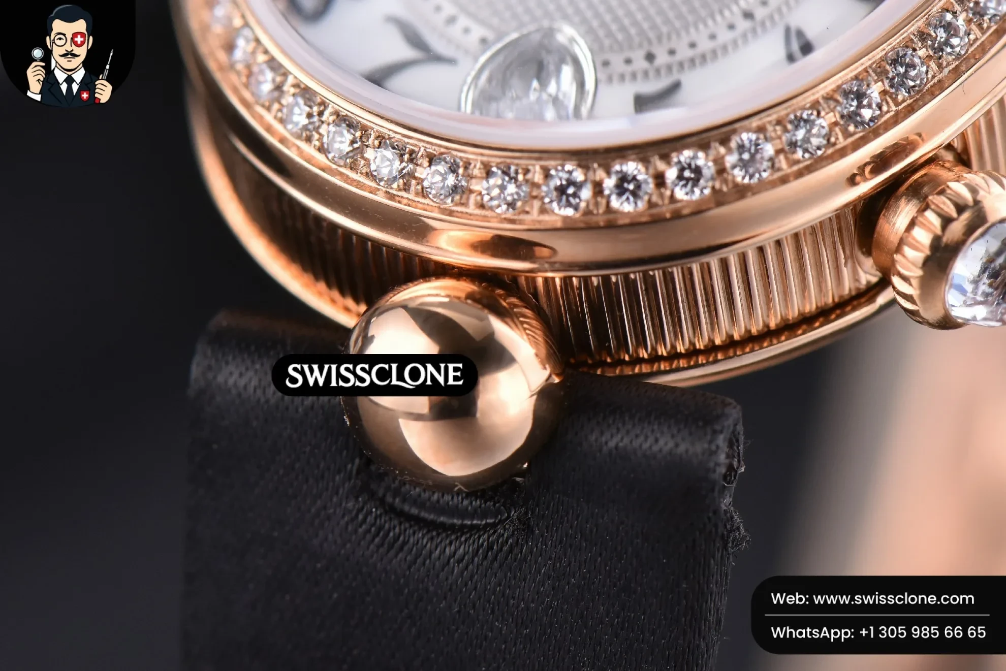 Rolex Breguet Queen of Naples Ladies 28.5MM Diamond White MOP Dial Leather Jap 6T51 1:1 Super Clone - On-Wrist Presence View