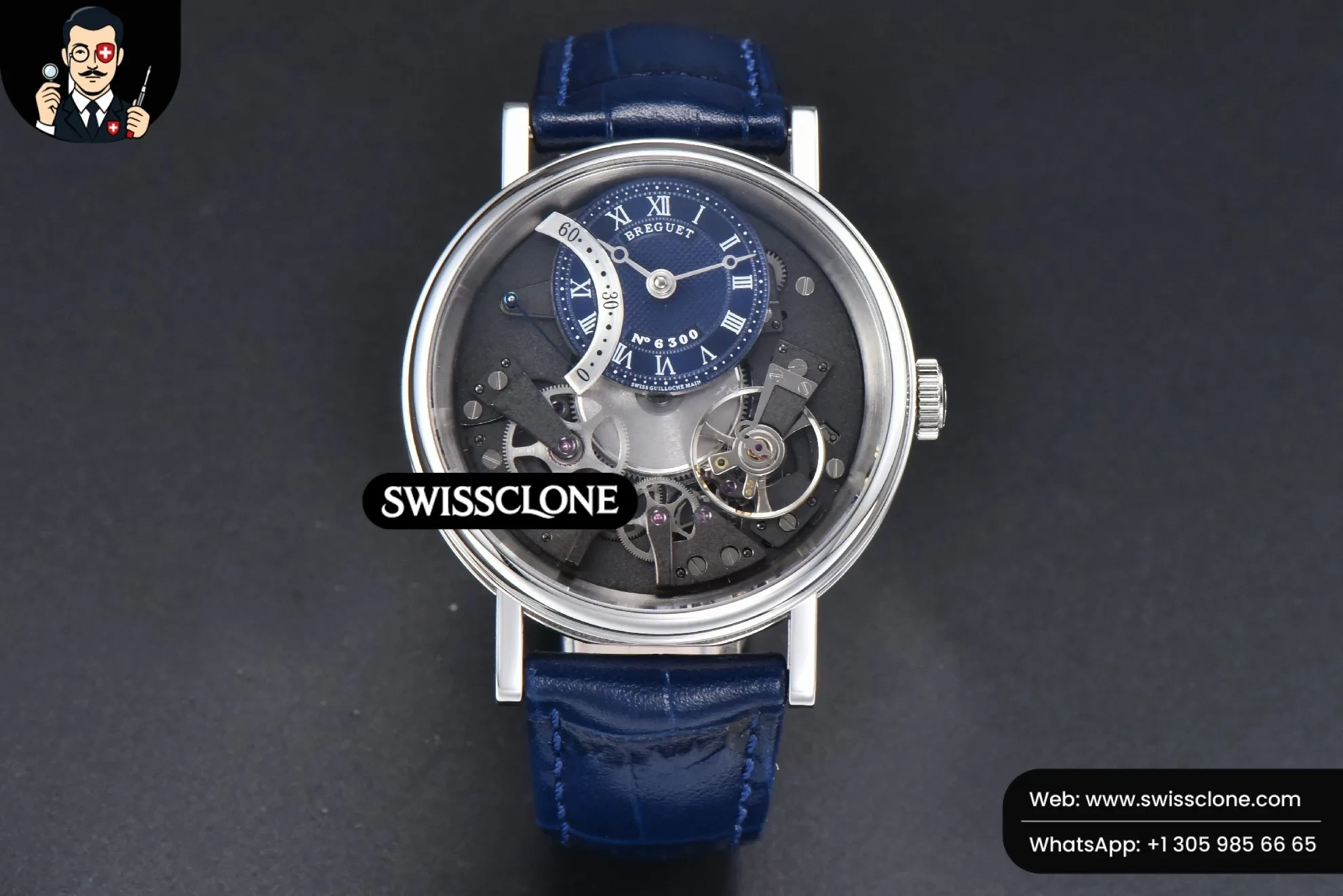 Breguet Tradition 7038BB 40mm Diamond Gray Dial Blue Leather