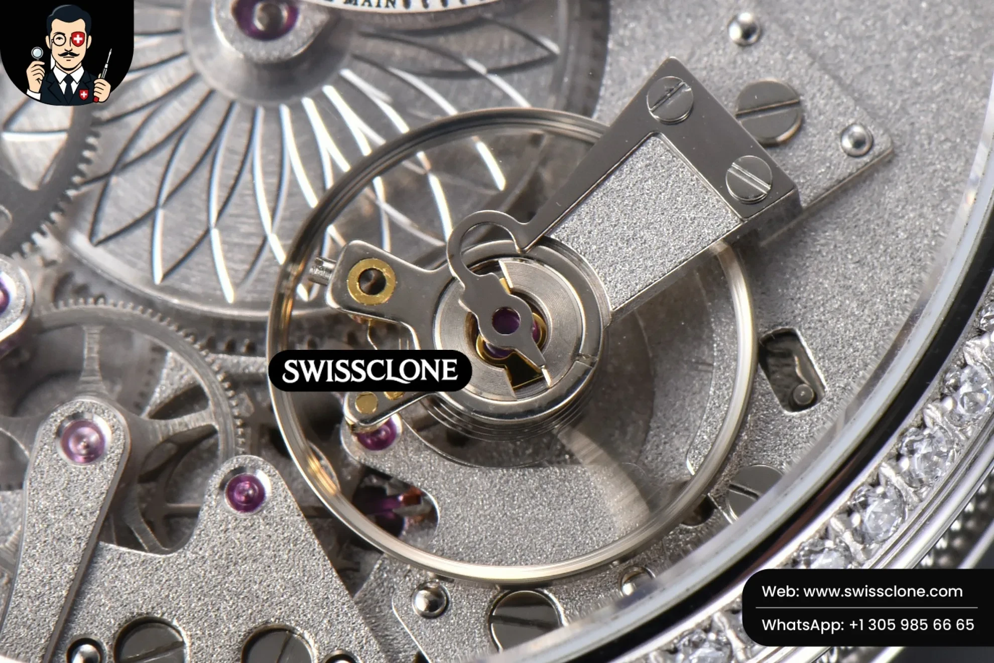 Rolex Breguet Tradition 7038BB 40mm Diamond White Dial Red Leather 1:1 Super Clone - Caseback & Cloned Calibre Movement
