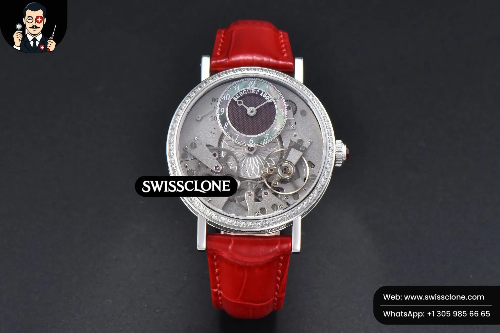 Breguet Tradition 7038BB 40mm Diamond White Dial Red Leather