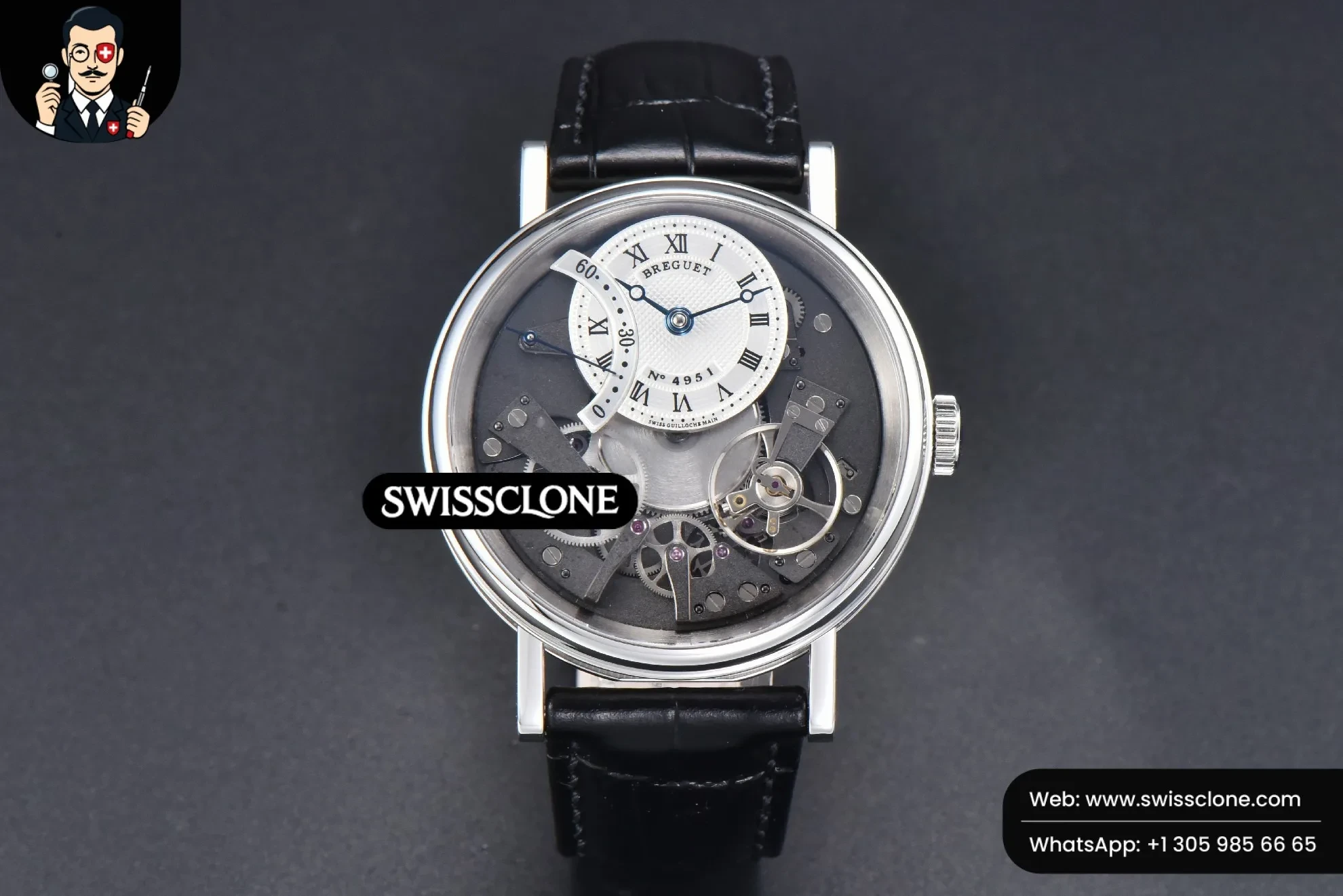Breguet Tradition 7057BB 40mm Gray Dial White Subdial Black Leather