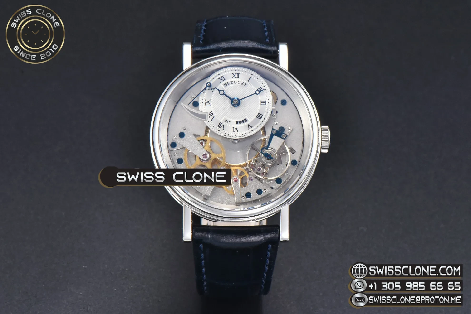 Breguet Tradition 7057BB 40mm Silver Dial White Subdial Blue Leather