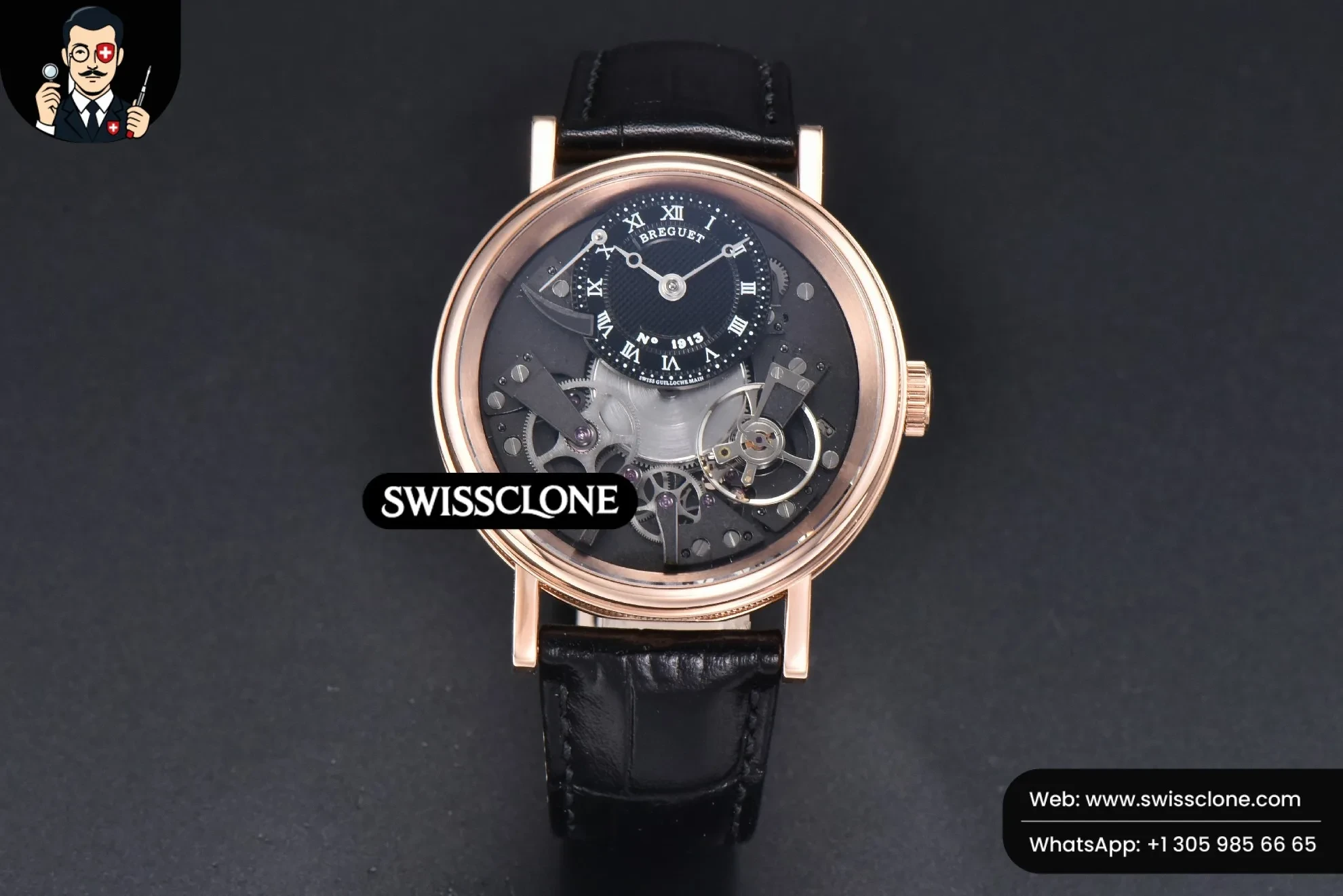 Breguet Tradition 7057BR 40mm Gray Dial Black Subdial Black Leather