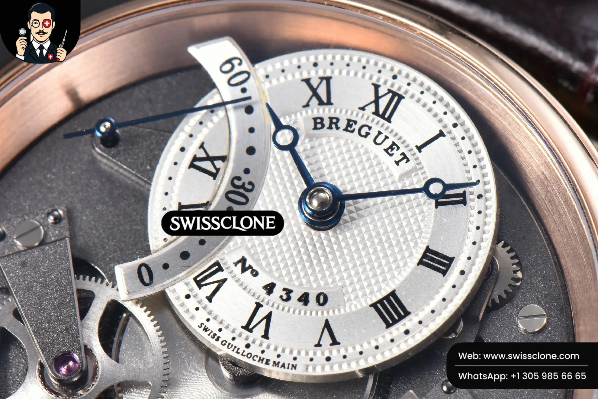 Rolex Breguet Tradition 7057BR 40mm Gray Dial White Subdial Black Leather 1:1 Super Clone - Bezel & Case Profile