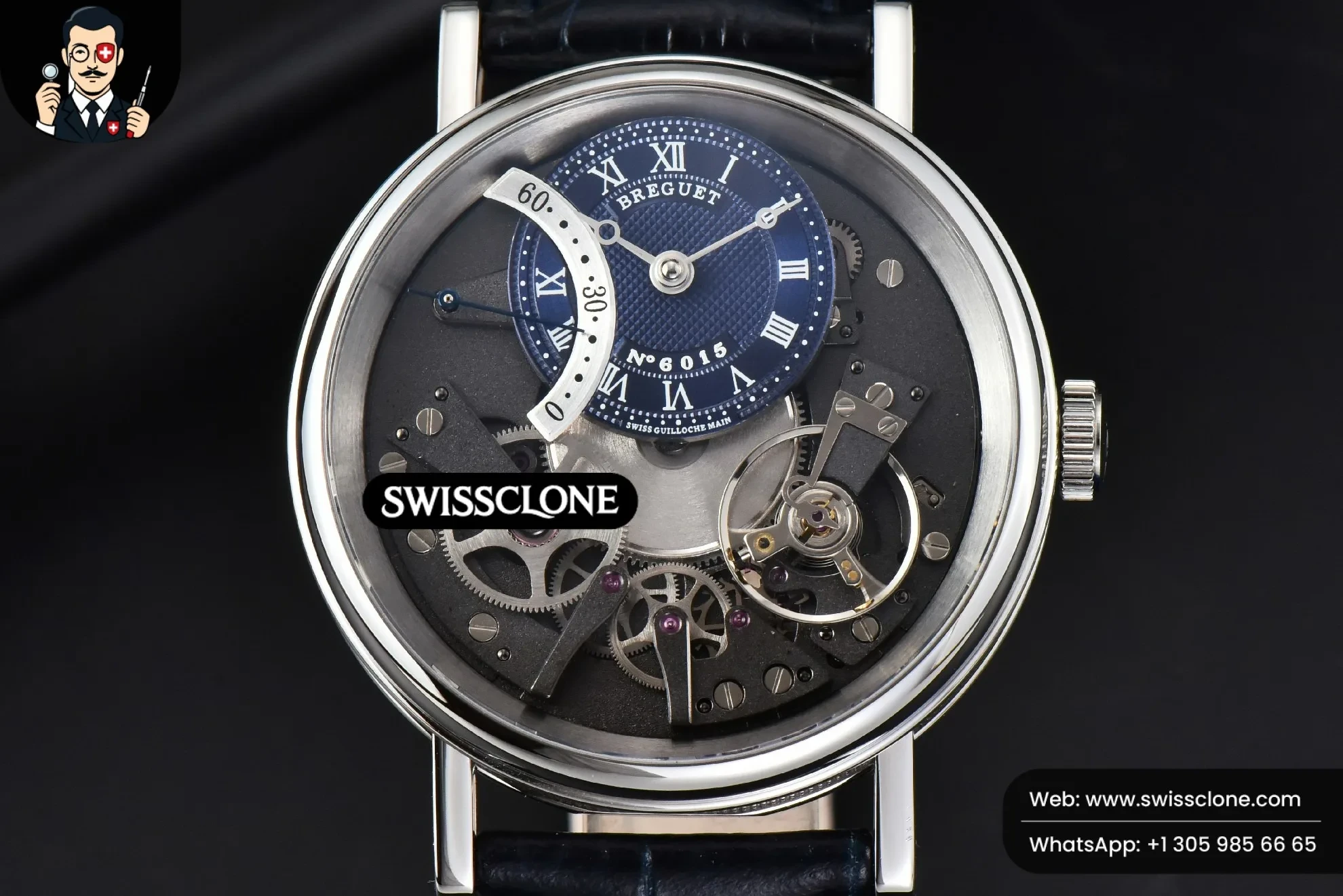 Breguet Tradition 7097BB 40mm Gray Dial Blue Subdial Blue Leather