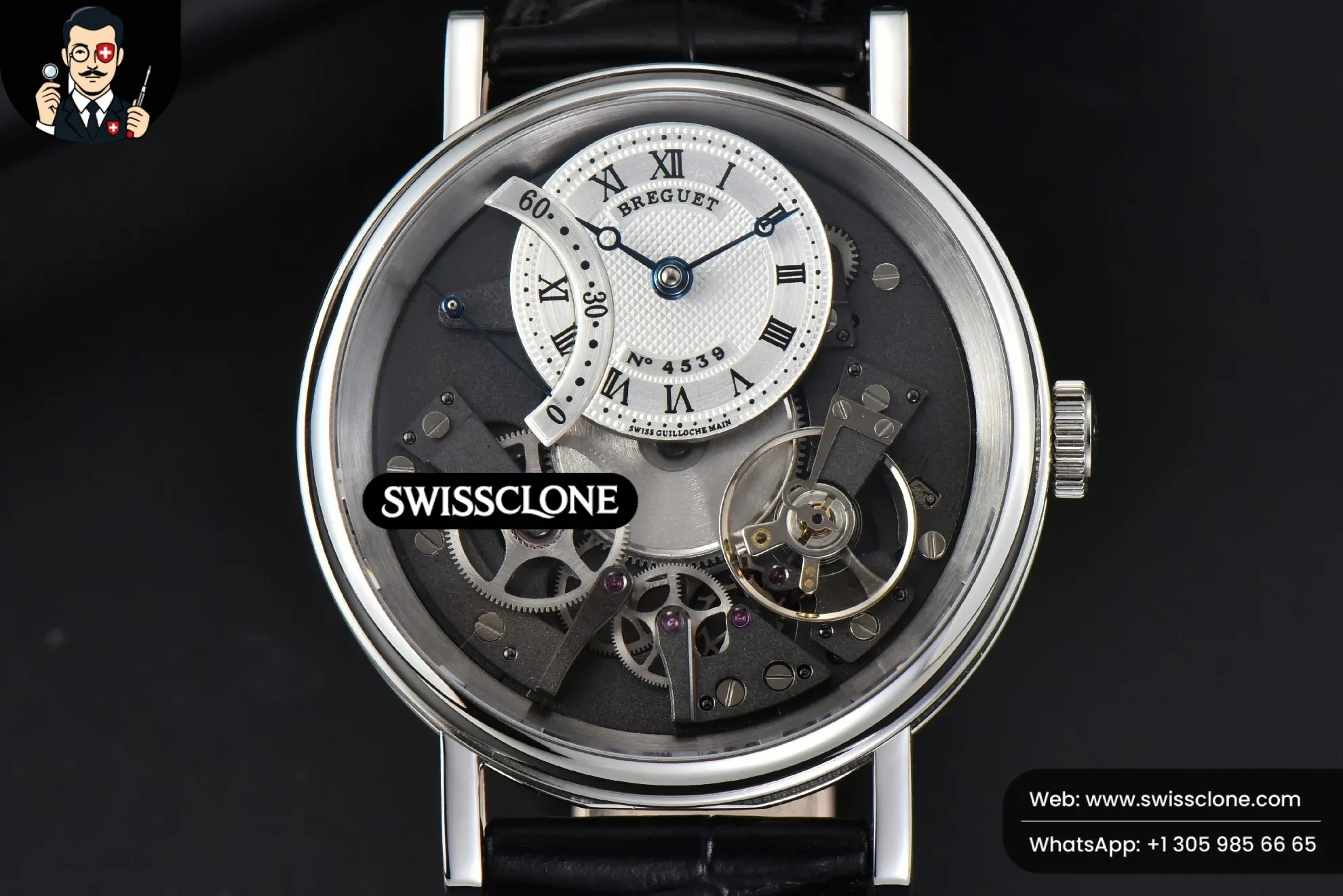 Breguet Tradition 7097BB 40mm Gray Dial White Subdial Black Leather