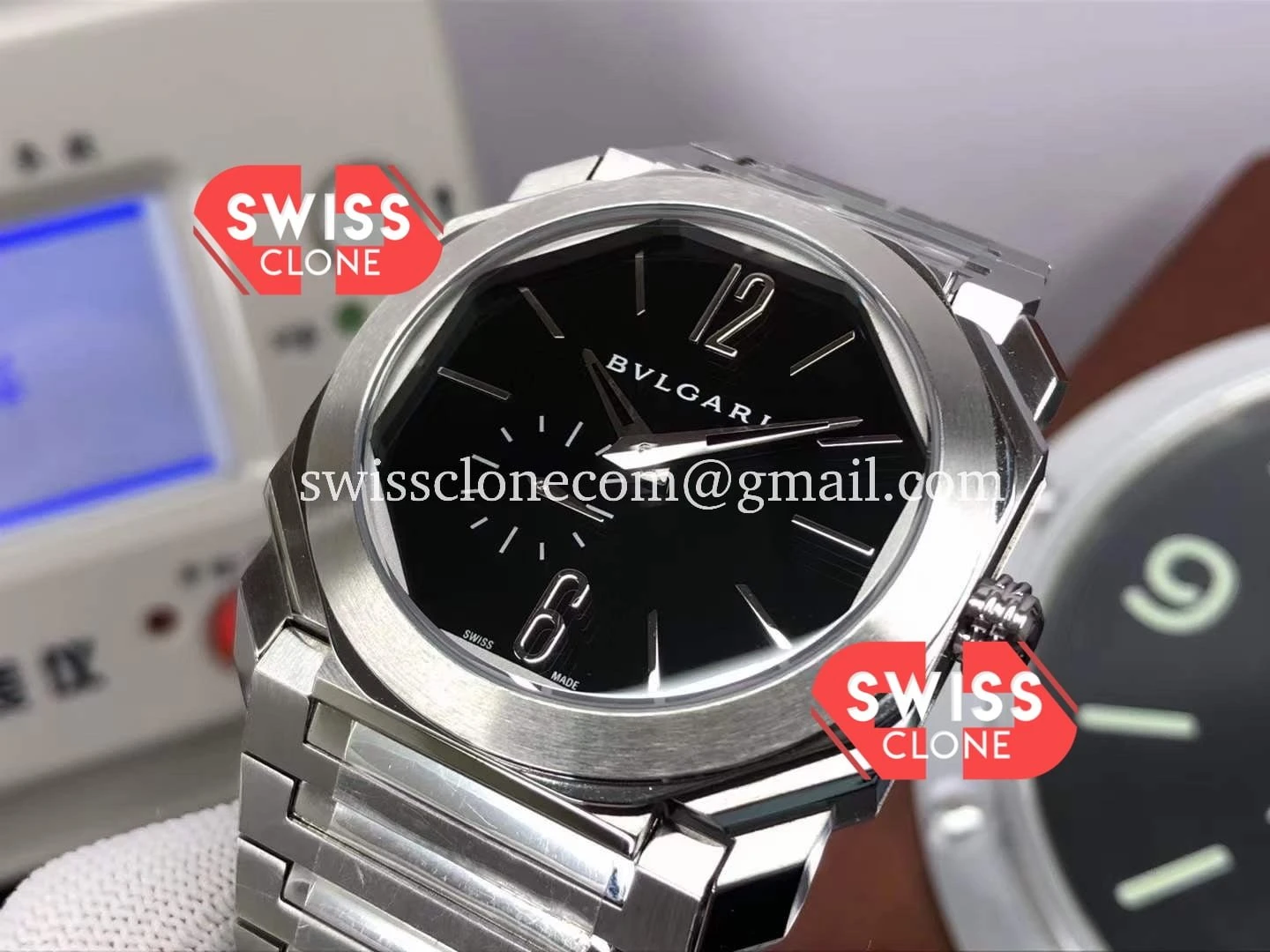 Rolex Bvlgari Octo Finissmo Black Dial 904L Stainless case 1:1 Super Clone - Caseback & Cloned Calibre Movement