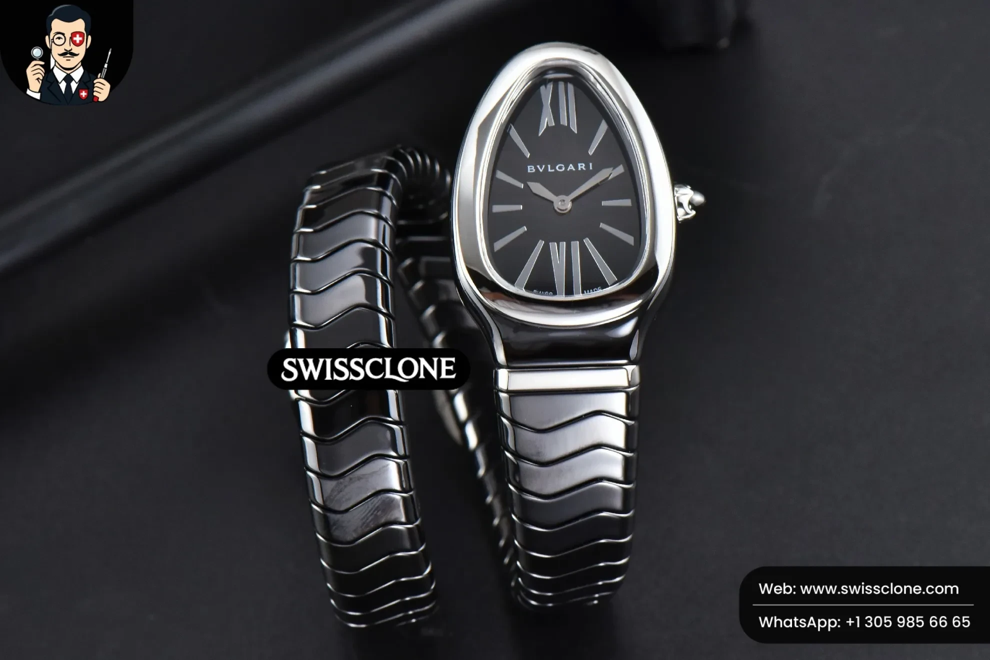 Bvlgari Serpenti Spiga 35mm Black Ceramic Black Dial Quartz