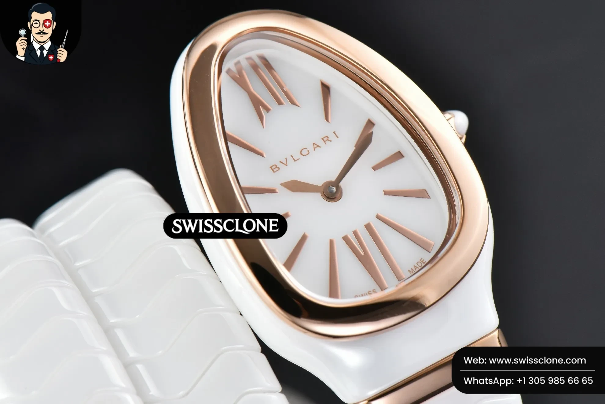 Bvlgari Serpenti Spiga 35mm Polycyclic White Ceramic White Dial Quartz (SW-23818) 1:1 Super Clone - On-Wrist Presence & Lug Geometry