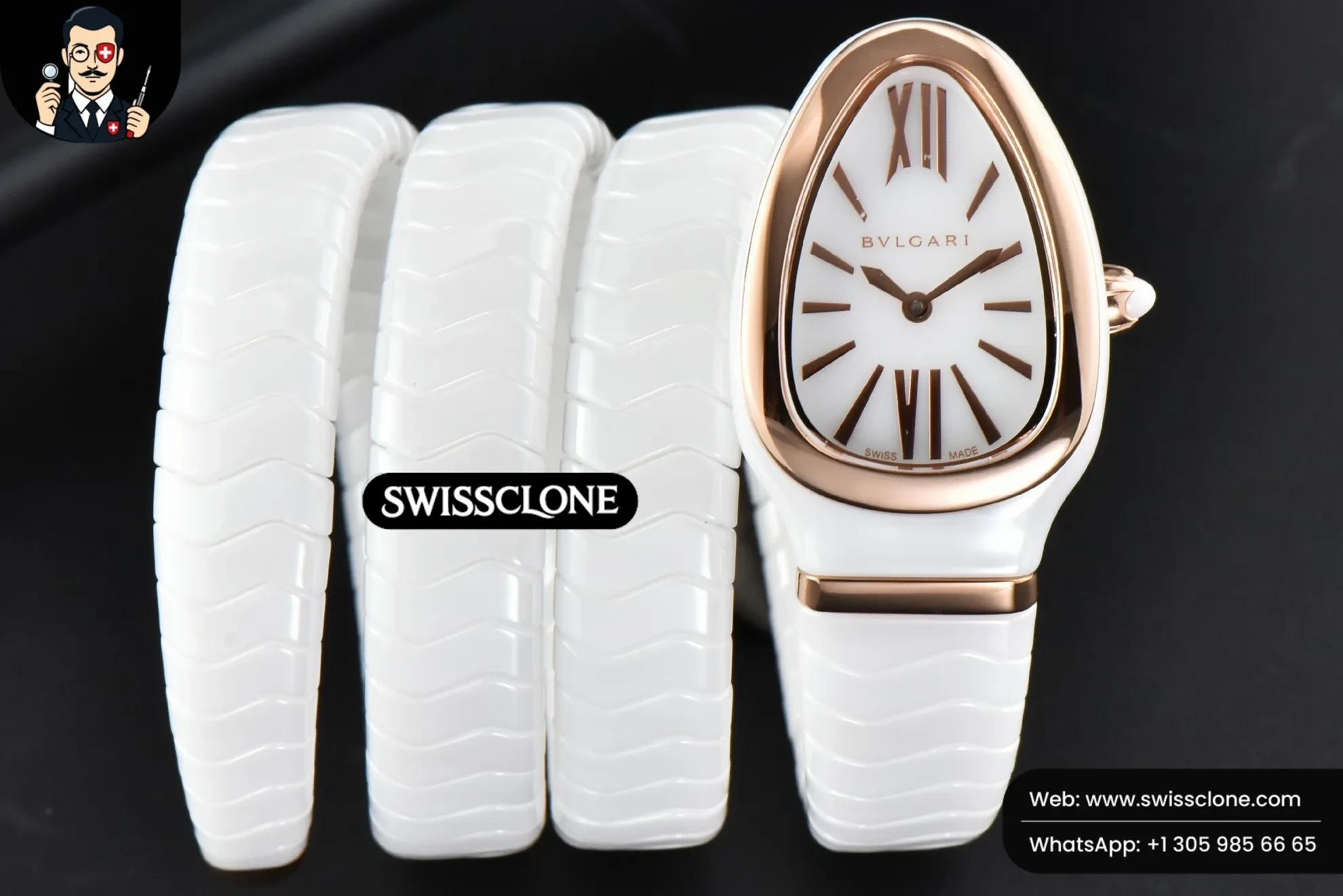 Bvlgari Serpenti Spiga 35mm Polycyclic White Ceramic White Dial Quartz