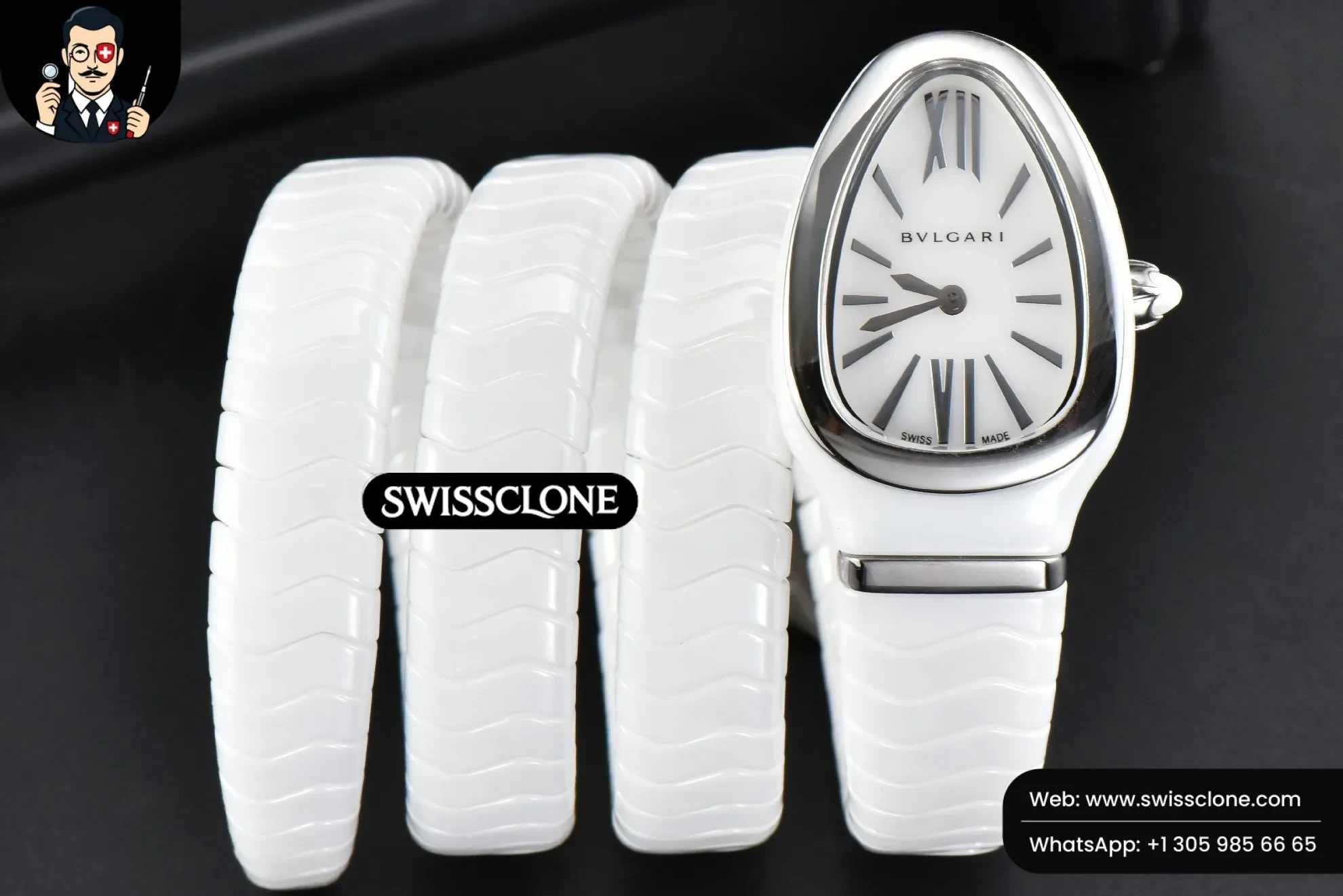 Bvlgari Serpenti Spiga 35mm Polycyclic White Ceramic White Dial Quartz
