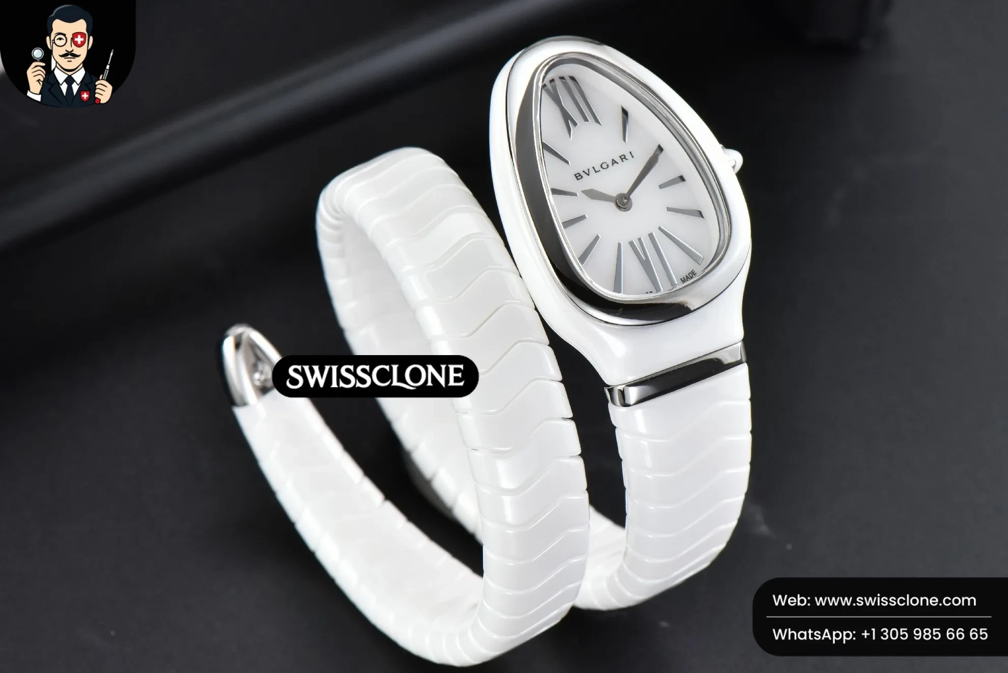 Bvlgari Serpenti Spiga 35mm White Ceramic White Dial Quartz (SW-23858) 1:1 Super Clone - On-Wrist Presence & Lug Geometry