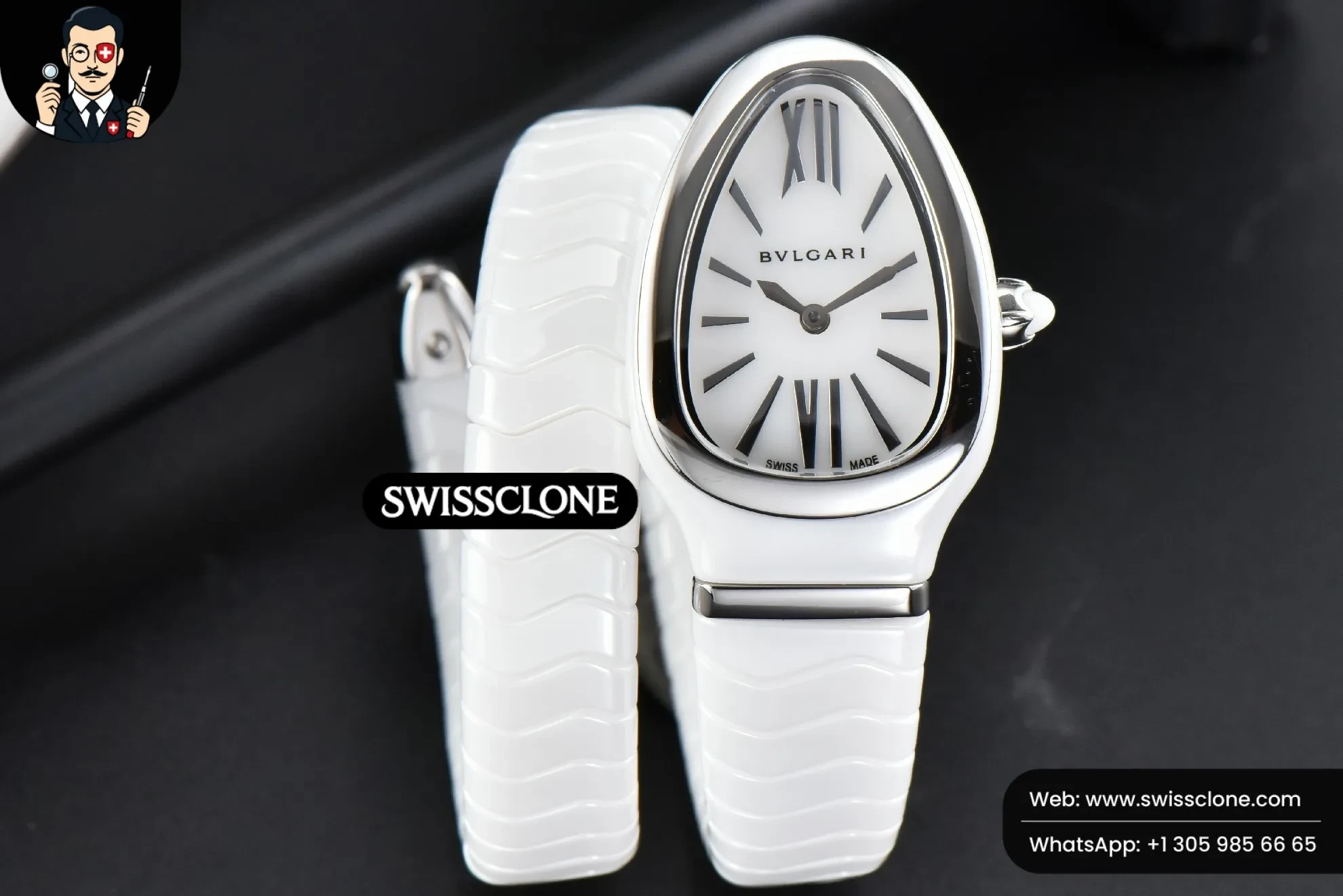 Bvlgari Serpenti Spiga 35mm White Ceramic White Dial Quartz