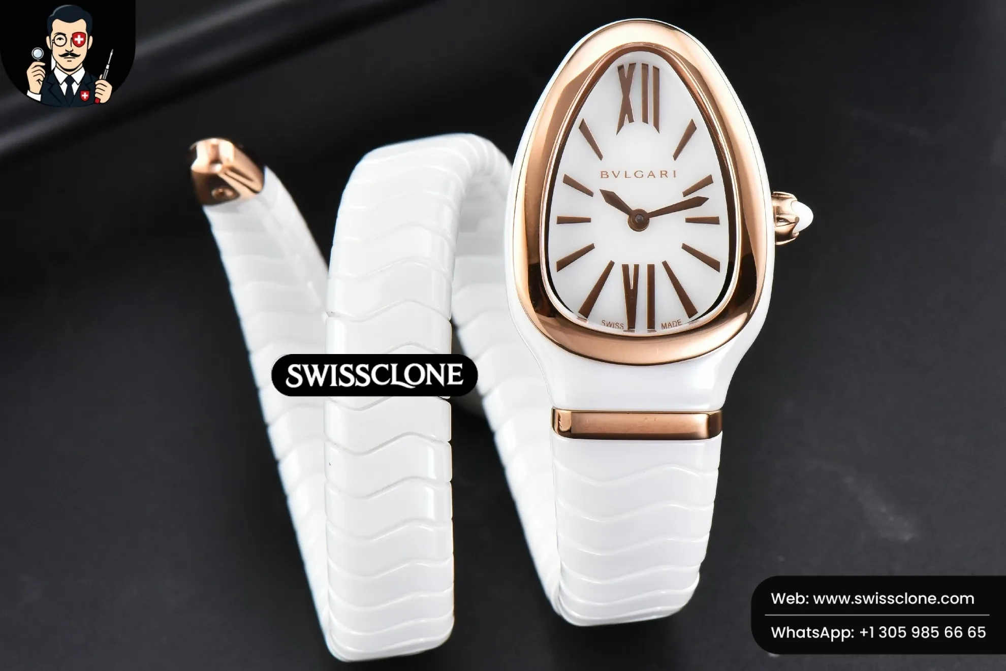 Bvlgari Serpenti Spiga 35mm White Ceramic White Dial Quartz