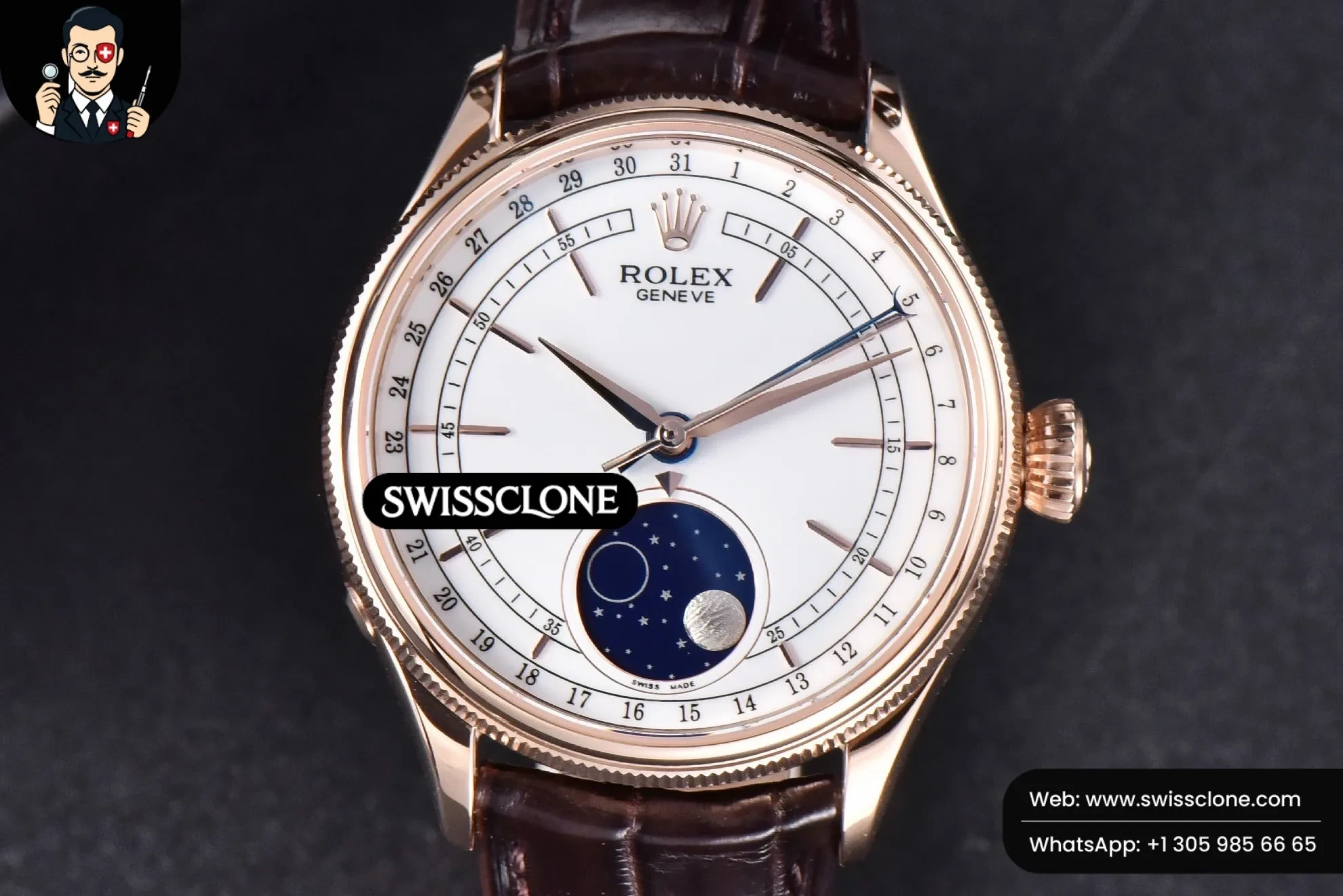 Rolex Cellini 50535 40mm Moonphase white dial KZF Asia 3195 Mod