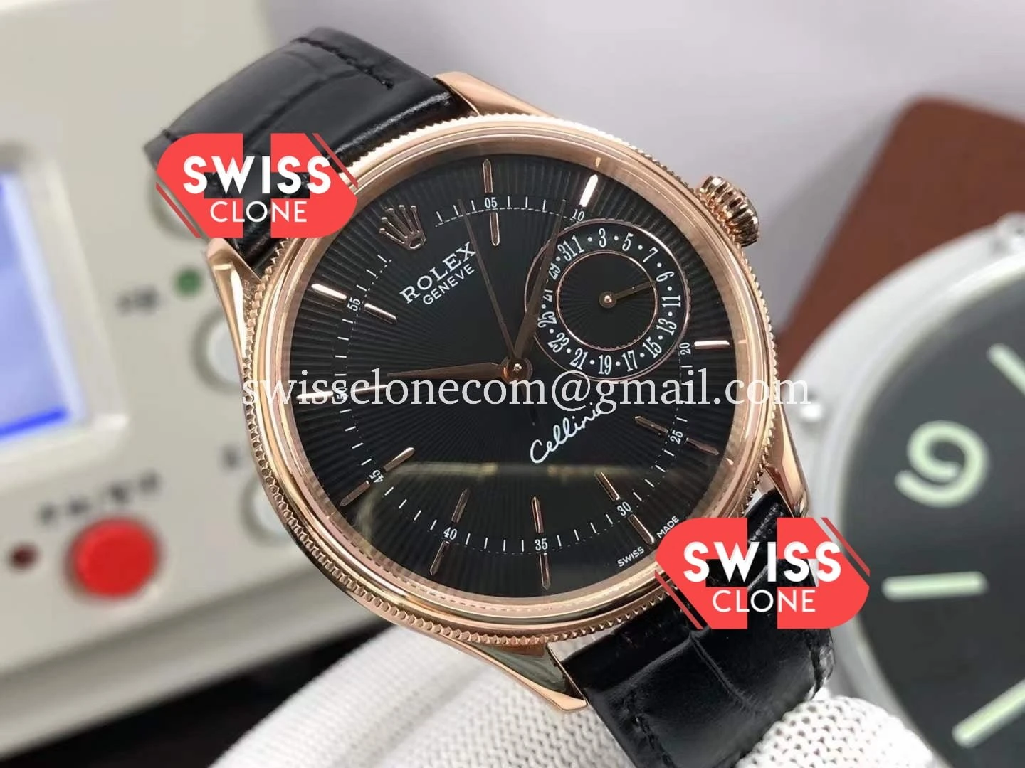 Rolex Cellini Date Brown Dial Ref#50515 Rose Gold 904L 1:1 Super Clone - Dial Macro Close-Up