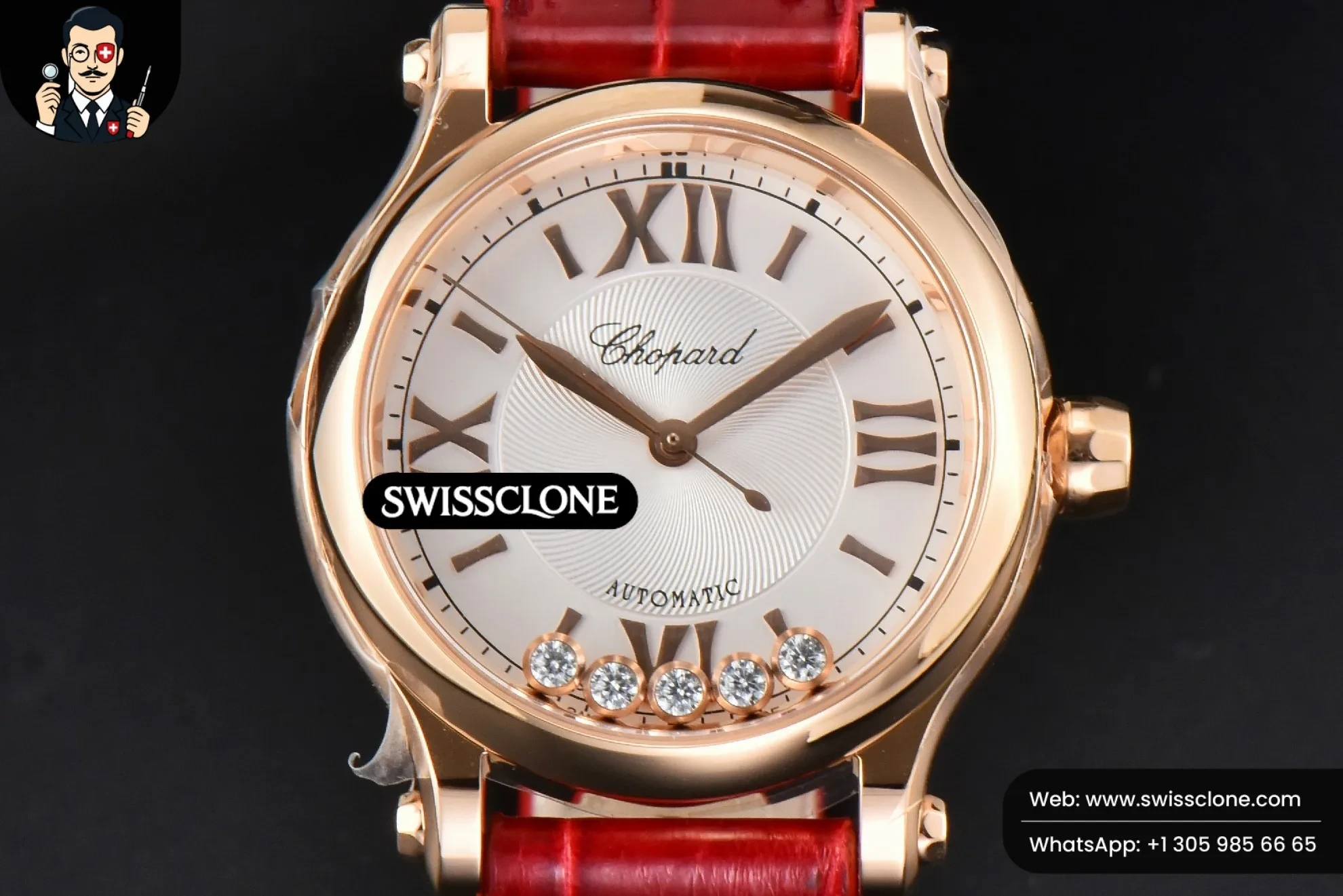 Chopard Happy Sport Automatic 33mm HWF White Dial Red Leather Starp