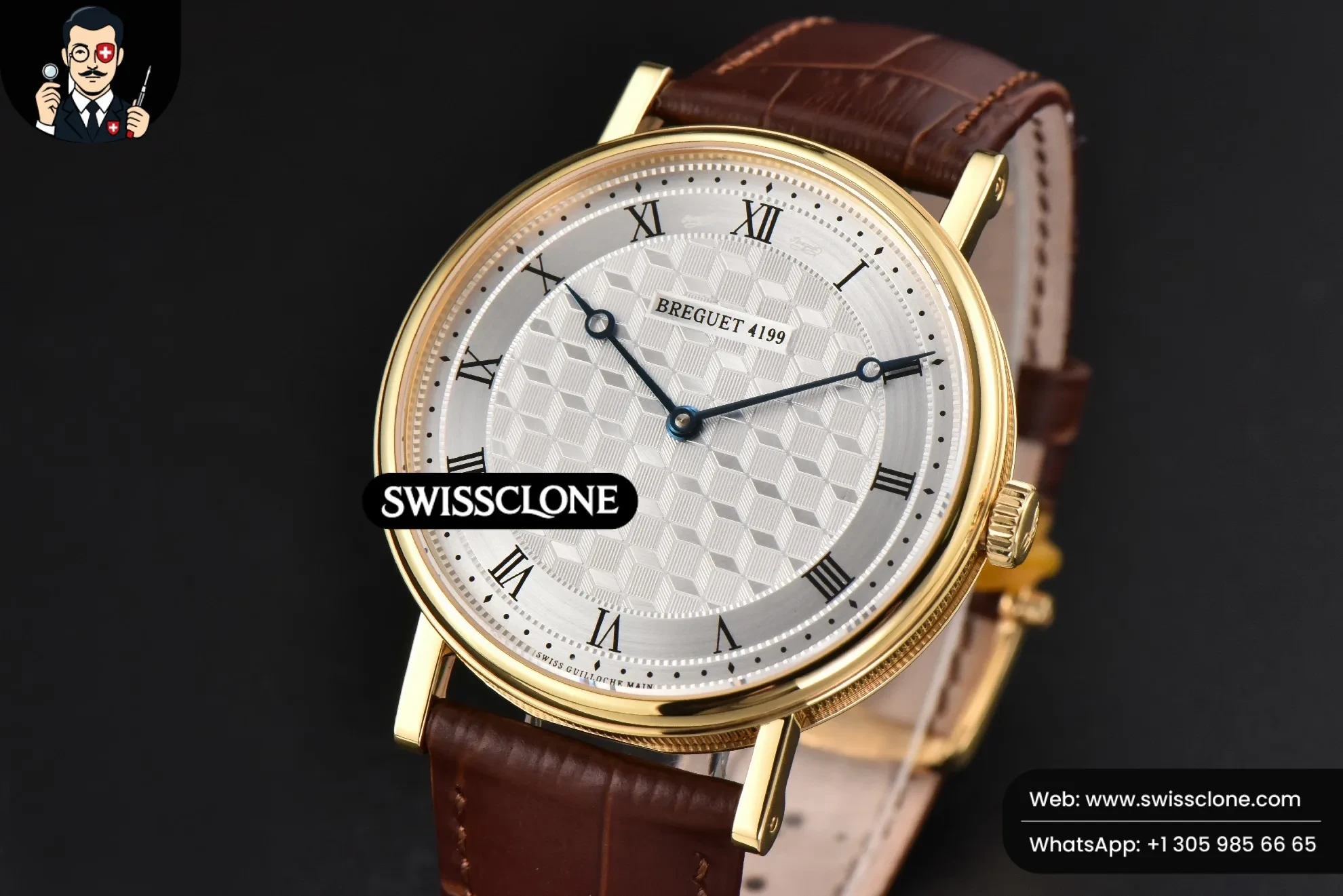 Rolex Classique 5177 38.5mm LTF White Textured Dial Roma Marker Brown Leather MY9015 1:1 Super Clone - Bezel & Case Profile