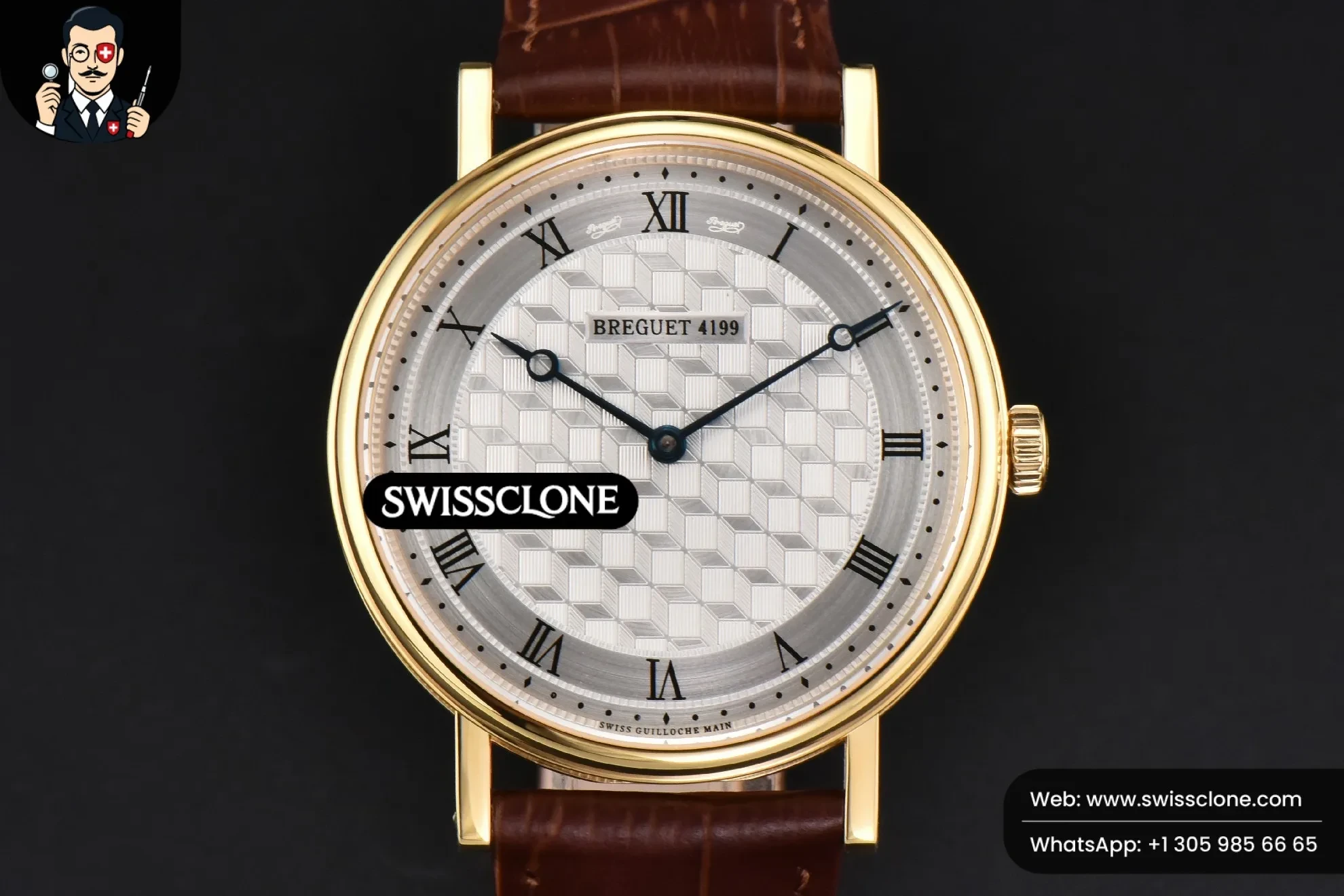 Classique 5177 38.5mm LTF White Textured Dial Roma Marker Brown Leather MY9015