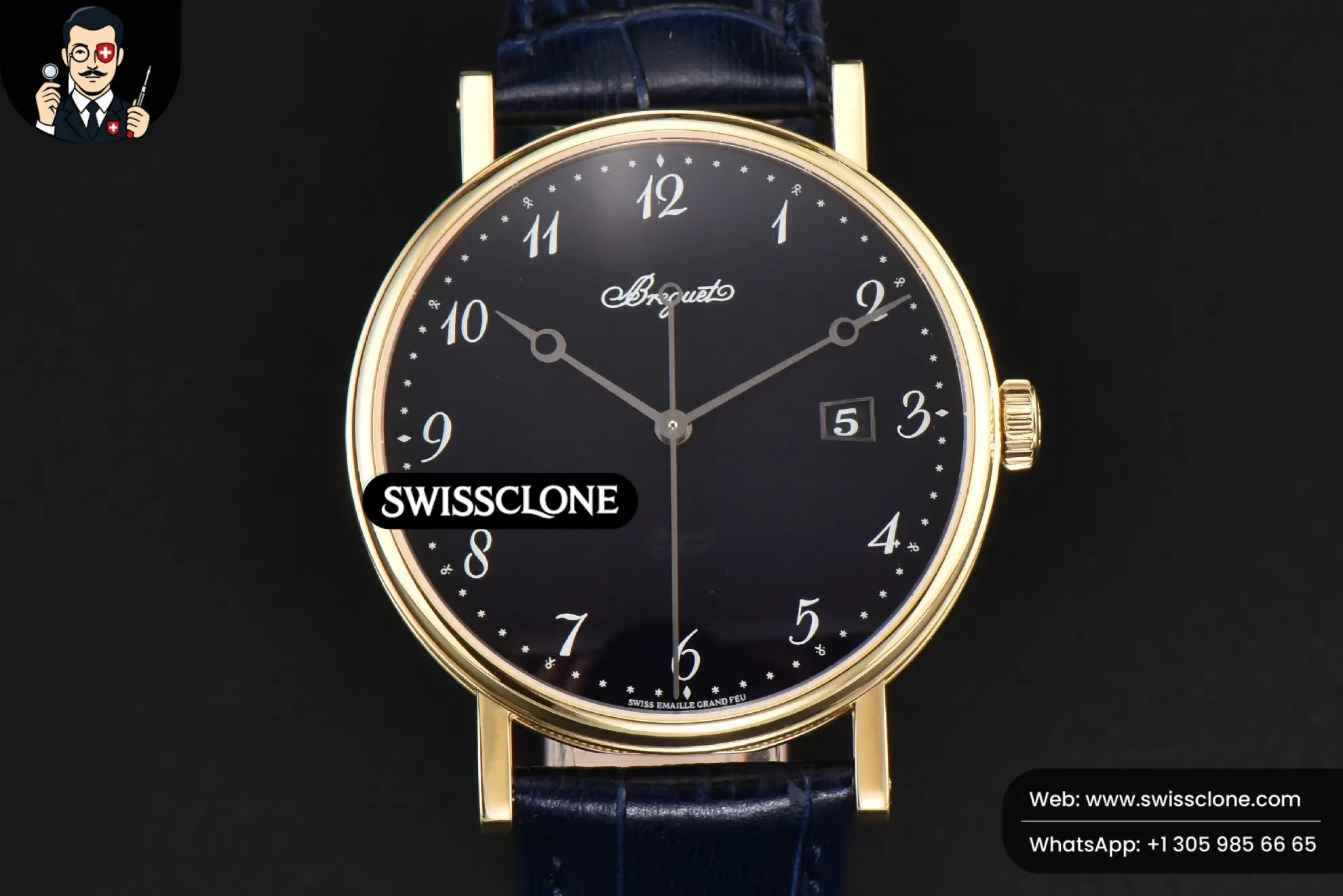 Classique 5177 40.5mm LTF Black Dial Digital Marker Blue Leather MY9015
