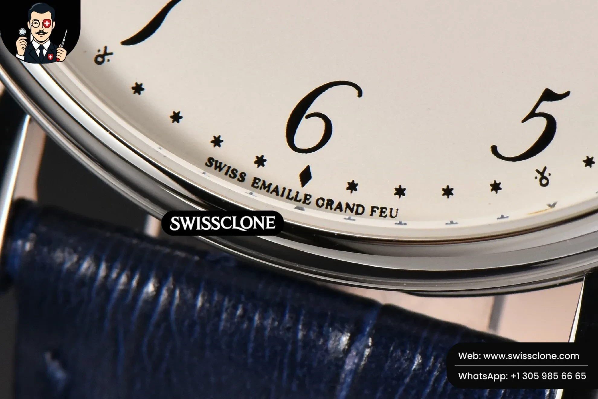 Rolex Classique 5177 40.5mm LTF White Dial Digital Marker Blue Leather MY9015 1:1 Super Clone - Lateral Case Thickness Profile