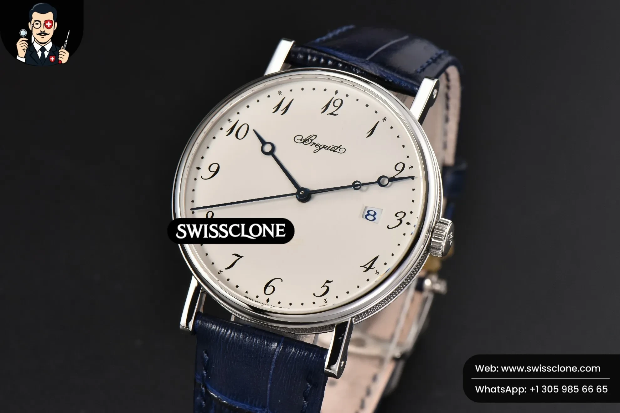 Rolex Classique 5177 40.5mm LTF White Dial Digital Marker Blue Leather MY9015 1:1 Super Clone - Bezel & Case Profile