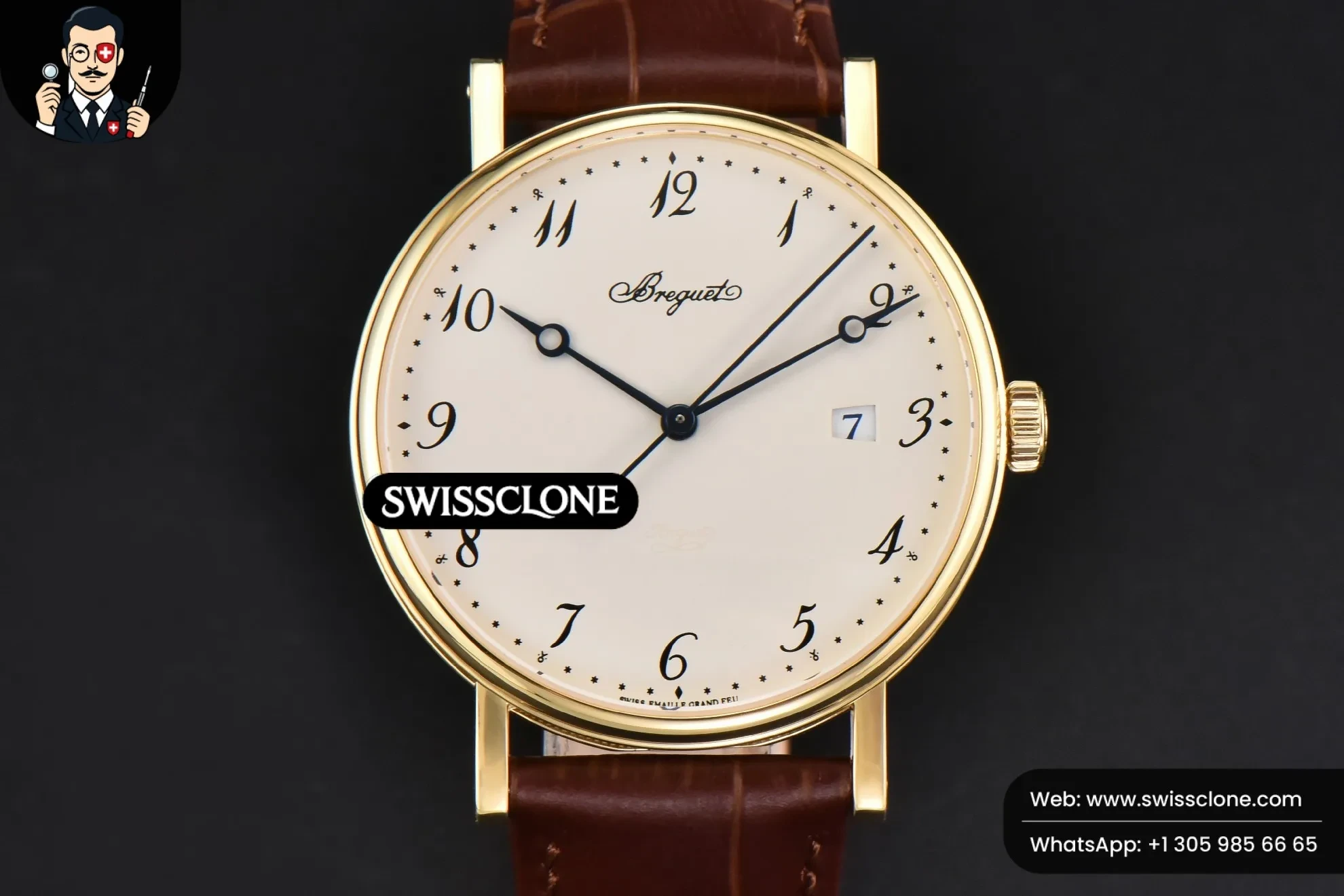 Classique 5177 40.5mm LTF White Dial Digital Marker Brown Leather MY9015