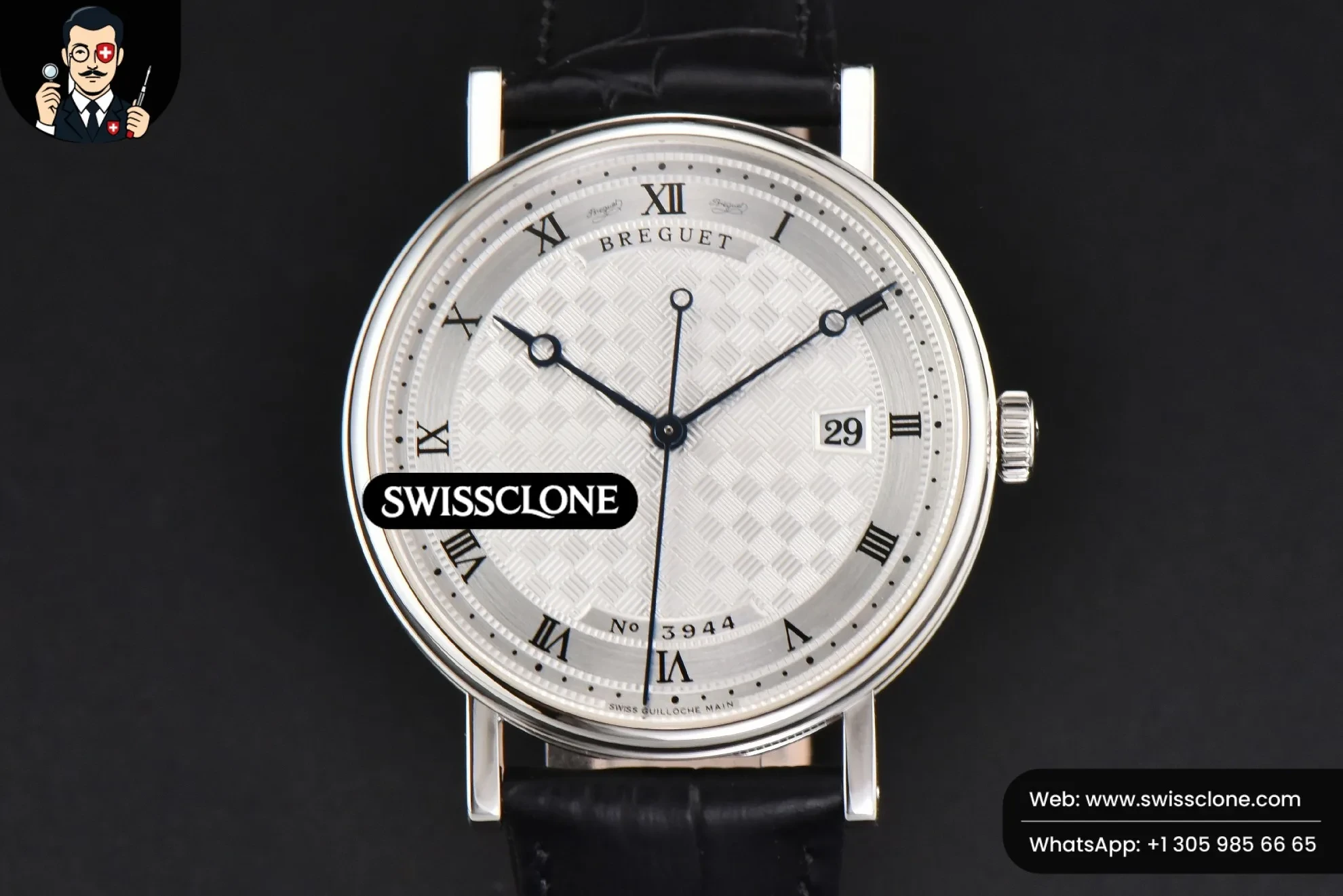 Classique 5177 40.5mm LTF White Textured Dial Roma Marker Black Leather MY9015