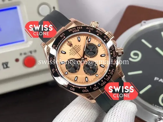 Rolex Cosmograph Daytona 116515LN Rose Gold Cal.4130 1:1 Super Clone - Dial Macro Close-Up